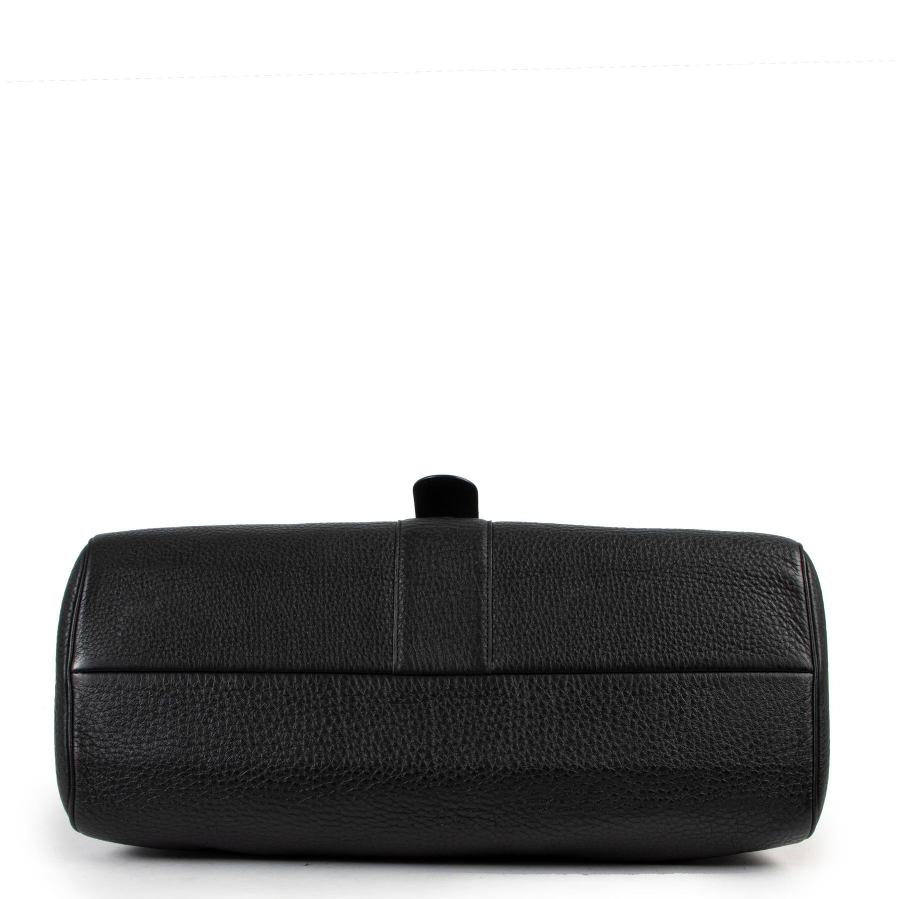 Delvaux Black Taurillon Crispé Leather Brillant Besace Shoulder Bag In Good Condition In Antwerp, BE