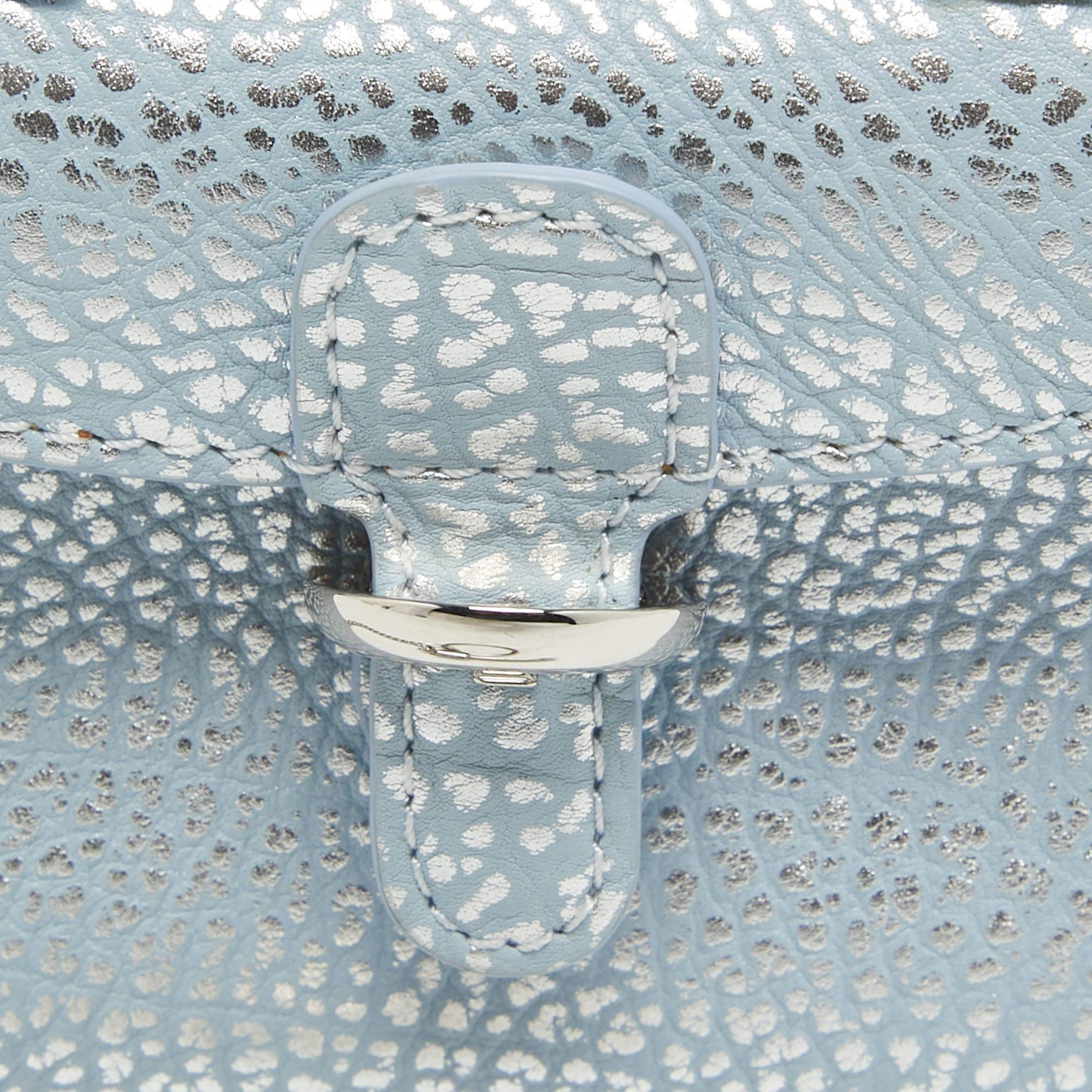 Delvaux Blue/Silver Leather Brilliant Bag Charm 1
