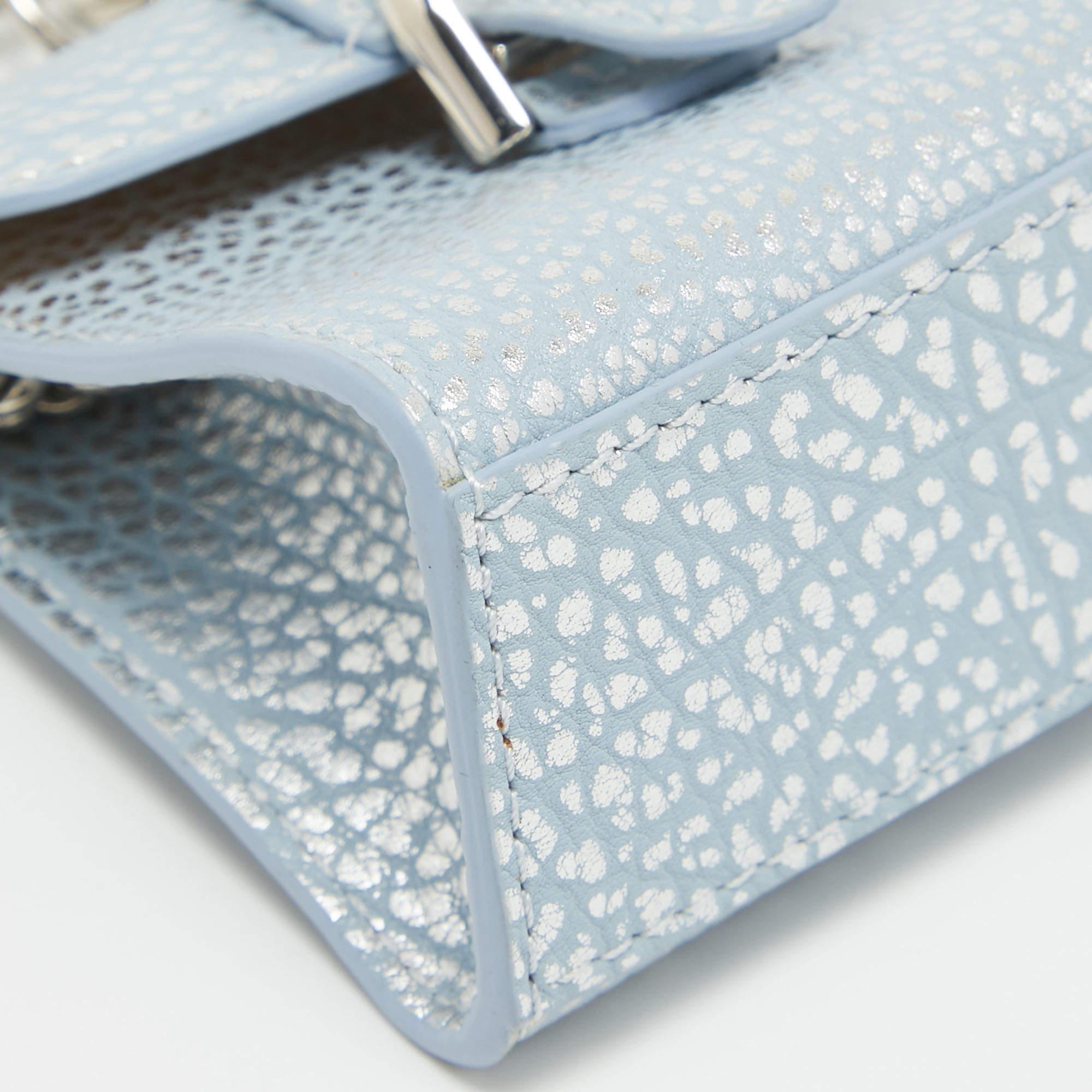 Delvaux Blue/Silver Leather Brilliant Bag Charm 3