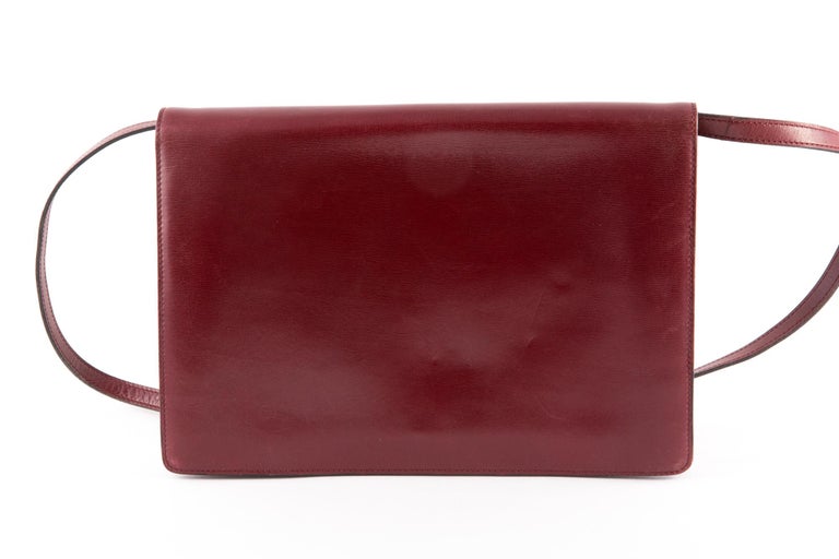 Miroir Pour Sac Delvaux Belgique En Cuir Bordeaux - Réf. 23115IZ - Occasion De Luxe