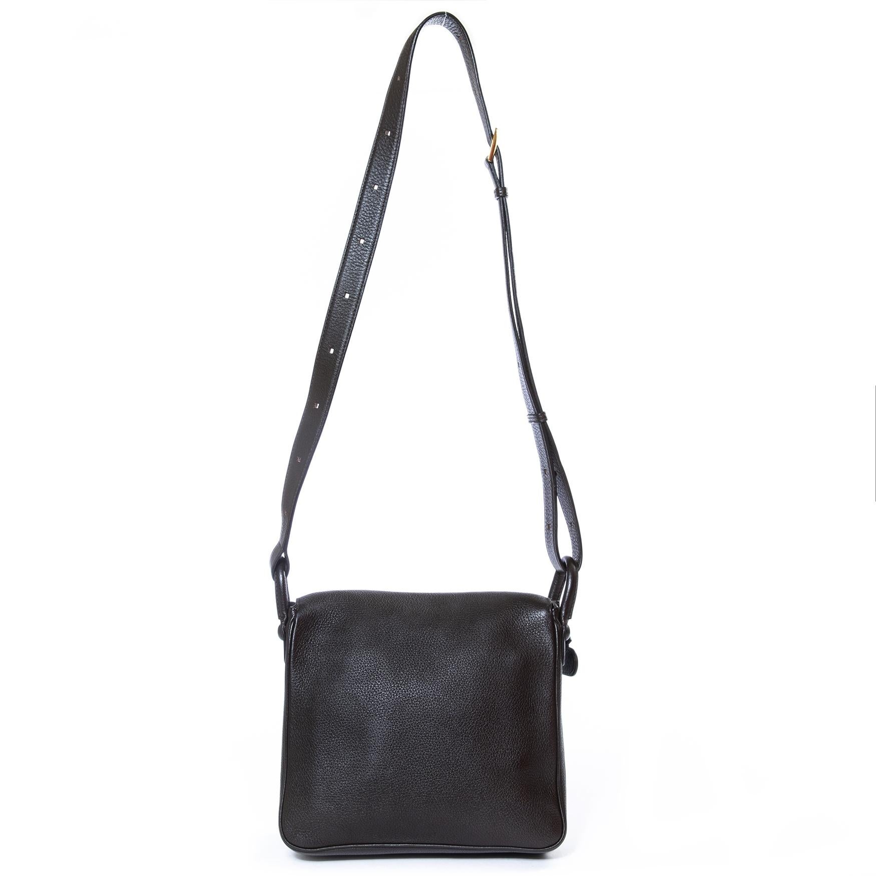 Black Delvaux Brillant Baudrier Brown Leather Bag
