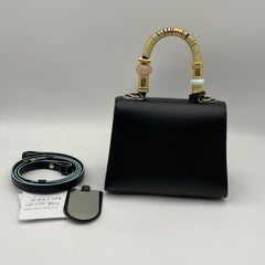Delvaux Brillant Mini Black Box Calf Leather Bag Jewel Bead Top Handle Limited