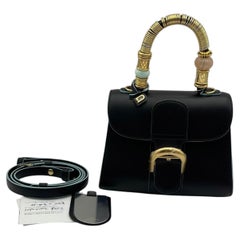 Delvaux Brillant Mini Black Box Calf Leather Bag Jewel Bead Top Handle Limited