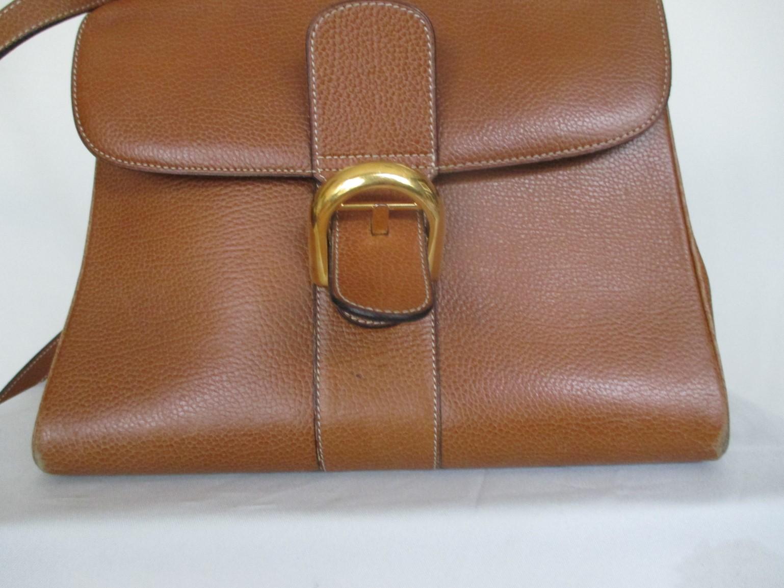 Delvaux Brillant MM Cognac Leather Shoulder Bag 8