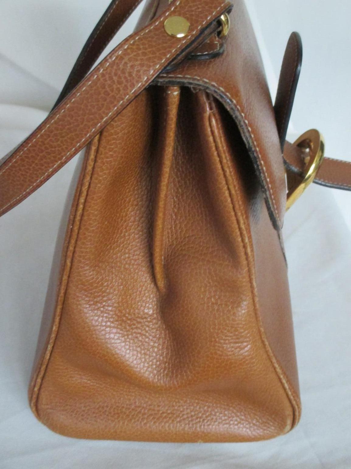 Delvaux Brillant MM Cognac Leather Shoulder Bag 1