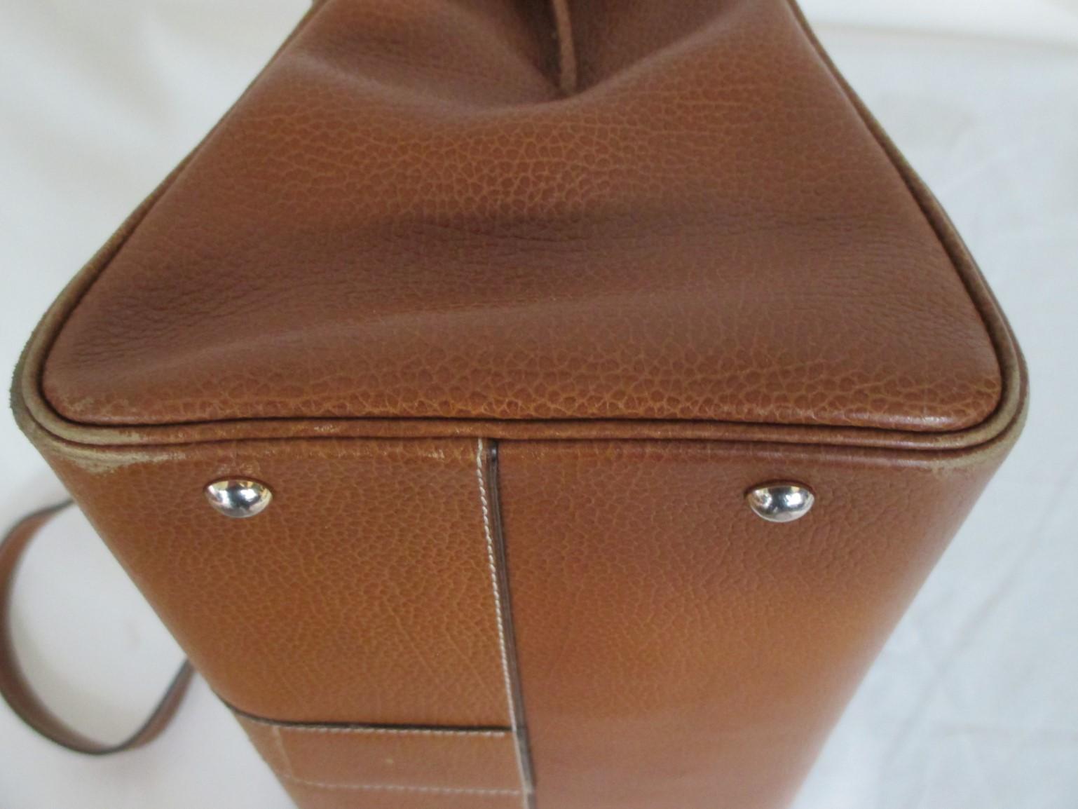Delvaux Brillant MM Cognac Leather Shoulder Bag 4