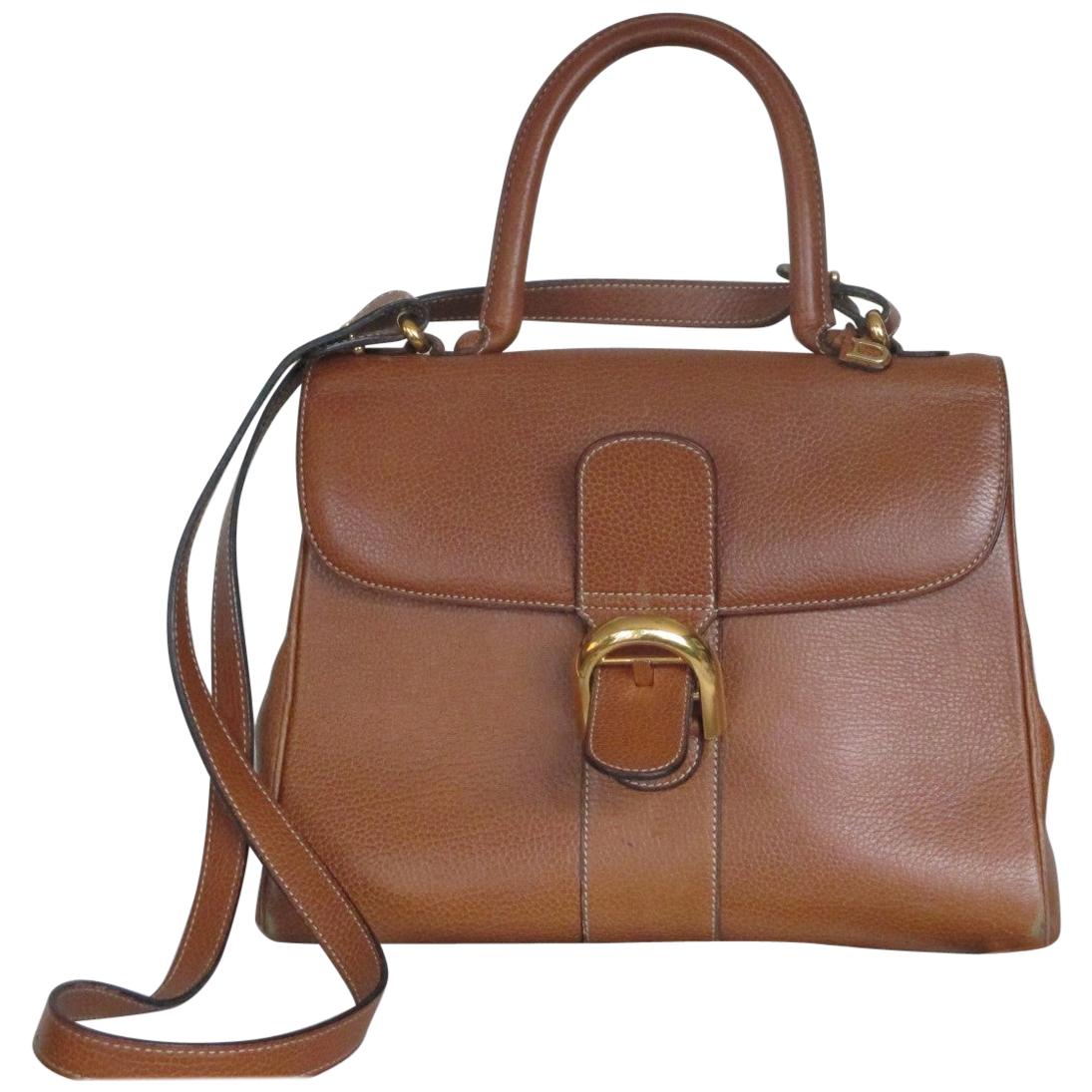 Delvaux Brillant MM Cognac Leather Shoulder Bag