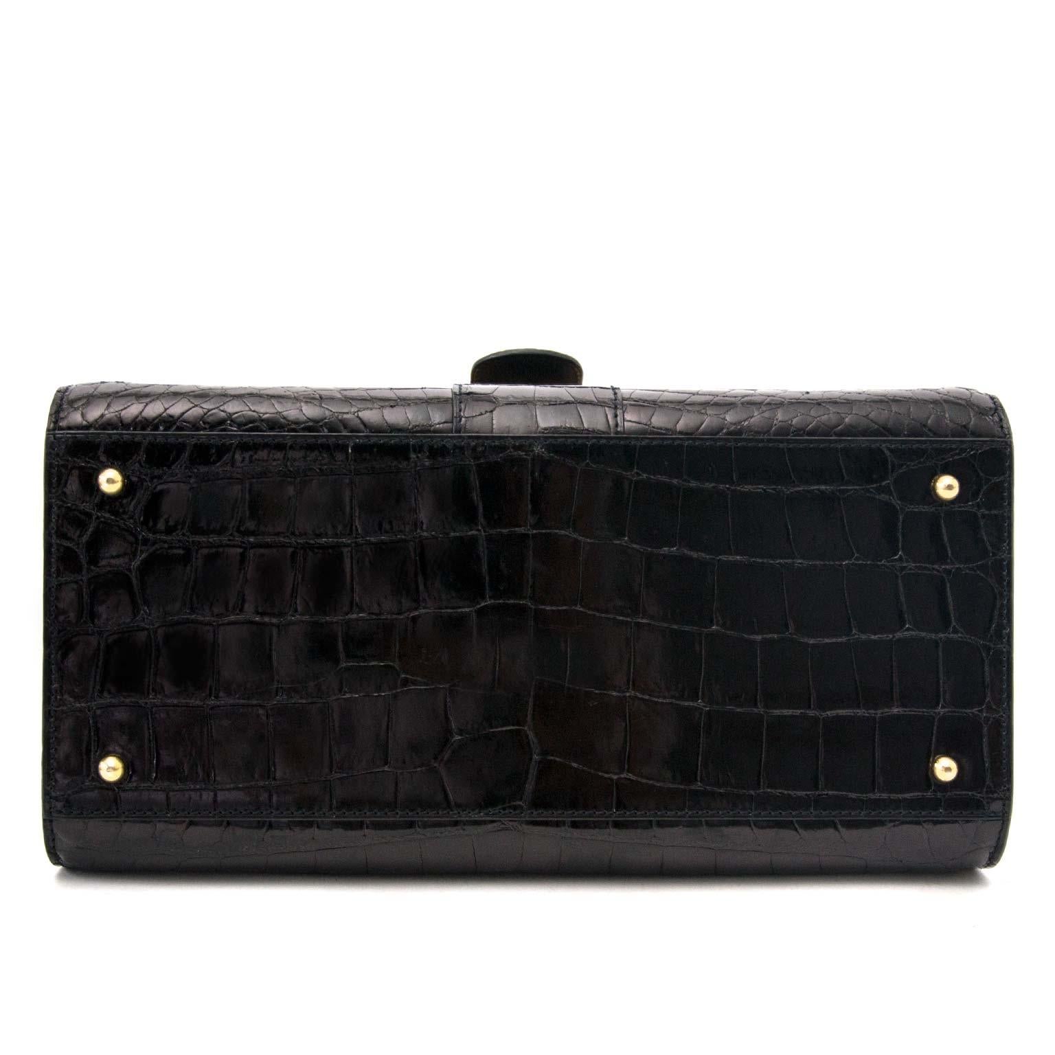 Delvaux Brillant MM Crocodile Black + strap 4