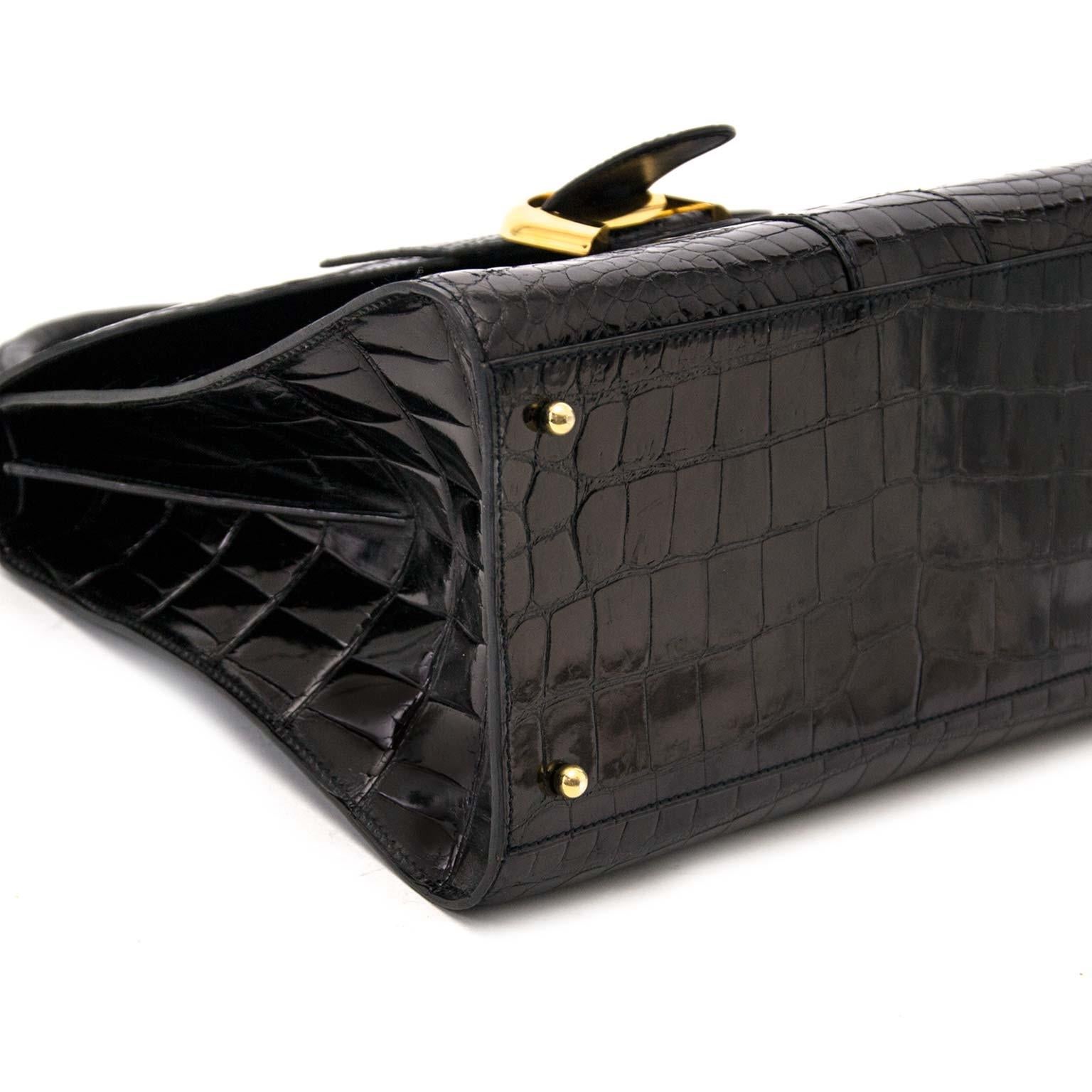 Delvaux Brillant MM Crocodile Black + strap 6