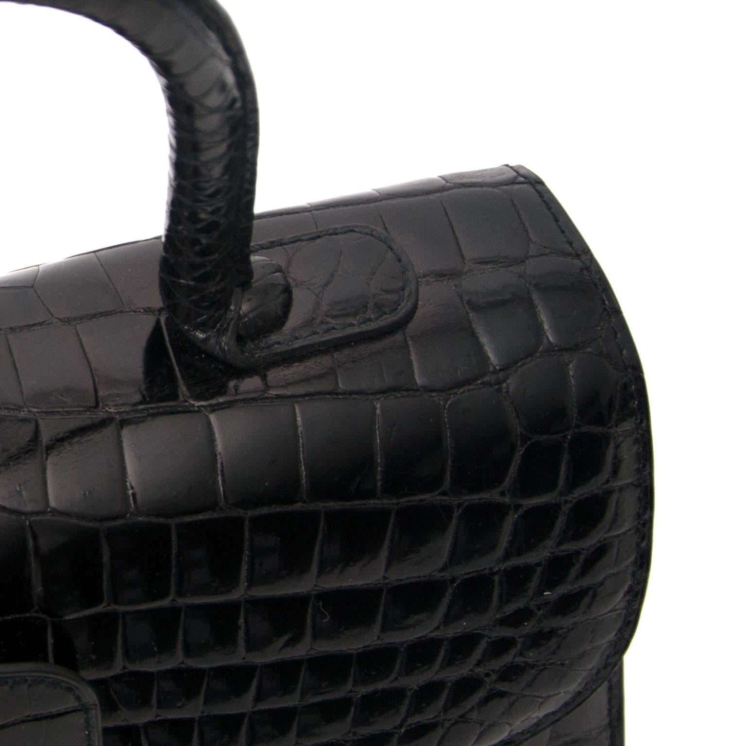 Delvaux Brillant MM Crocodile Black + strap 1