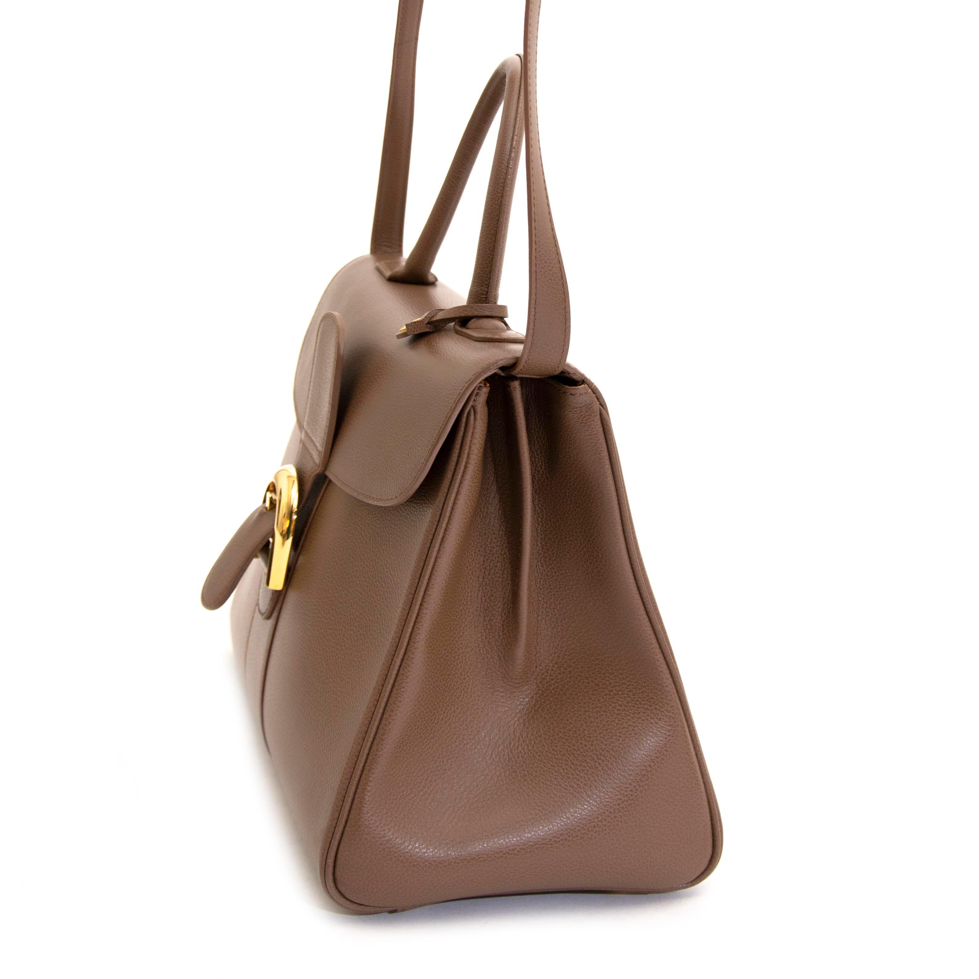 Delvaux Brillant MM Jumping Taupe In Excellent Condition In Antwerp, BE