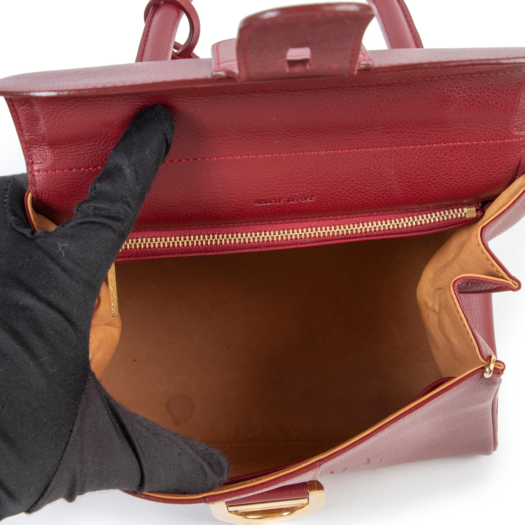 Brown Delvaux Brillant PM Burgundy Top Handle