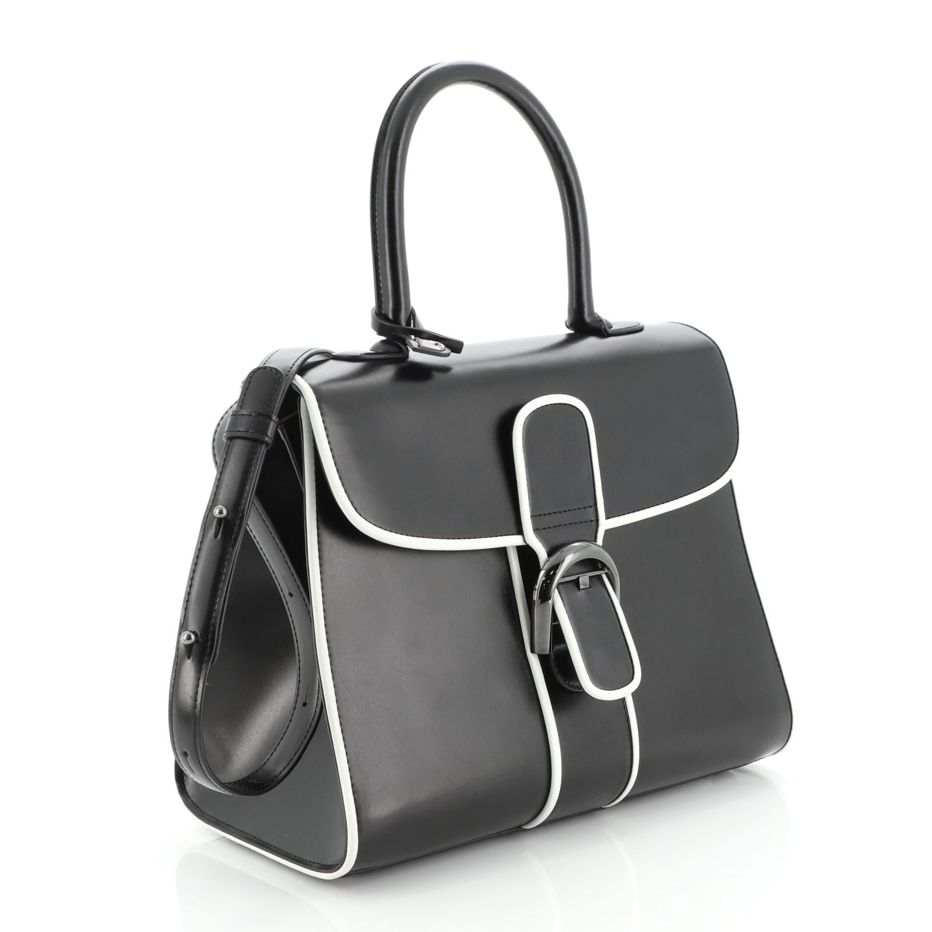 Black Delvaux Brillant Top Handle Bag Leather MM