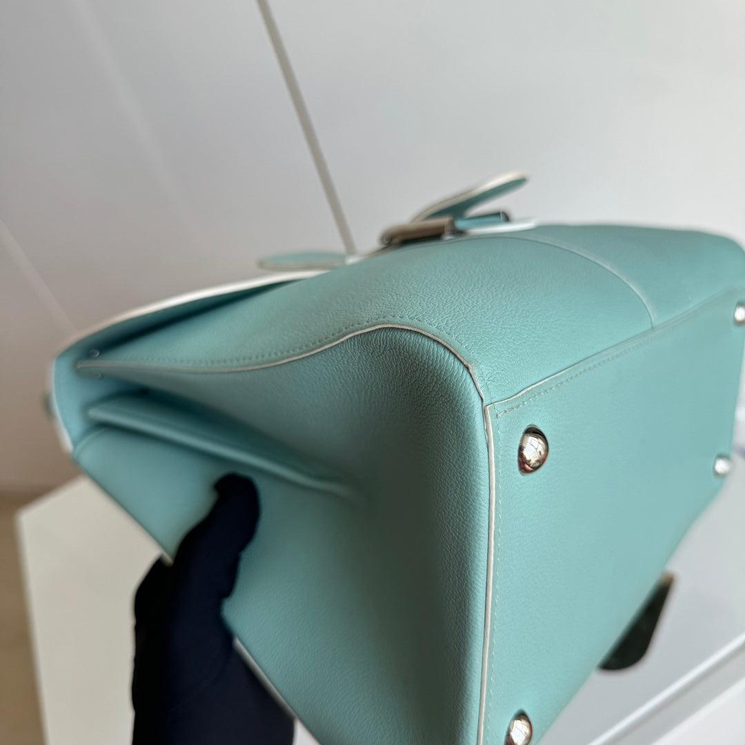 Delvaux Brilliant MM Medium Bright Tiffany Blue Calfskin Leather Crossbody Bag 6