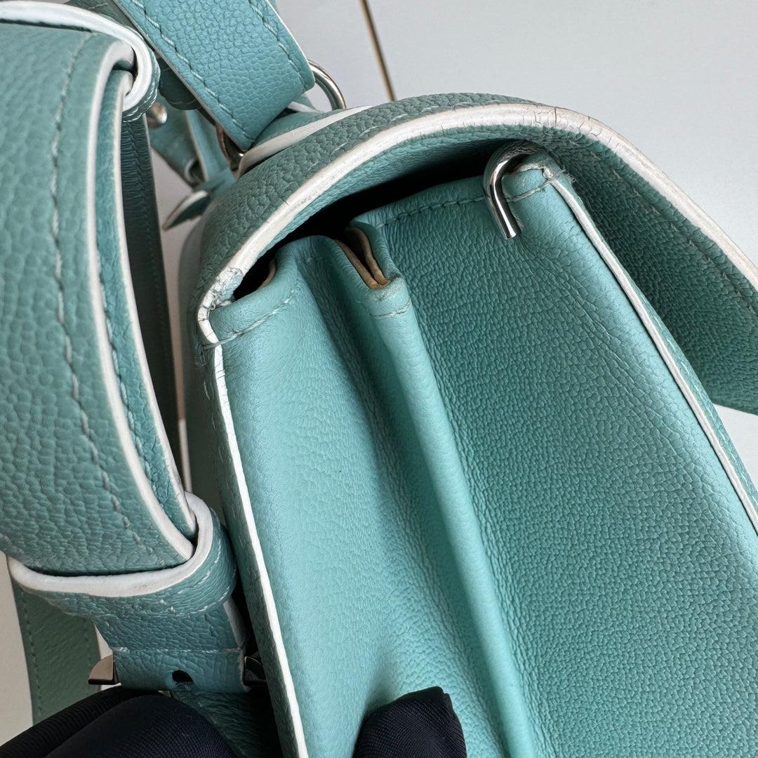 Delvaux Brilliant MM Medium Bright Tiffany Blue Calfskin Leather Crossbody Bag 7