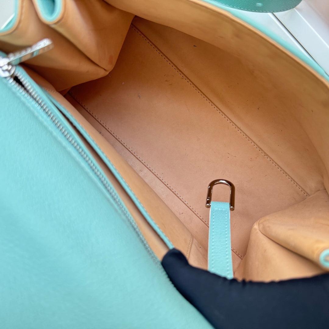Delvaux Brilliant MM Medium Bright Tiffany Blue Calfskin Leather Crossbody Bag 9