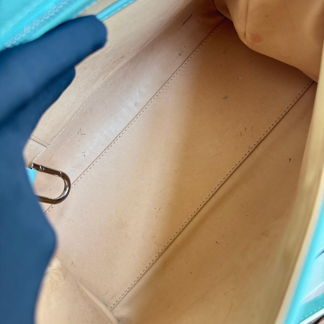 Delvaux Brilliant MM Medium Bright Tiffany Blue Calfskin Leather Crossbody Bag 10