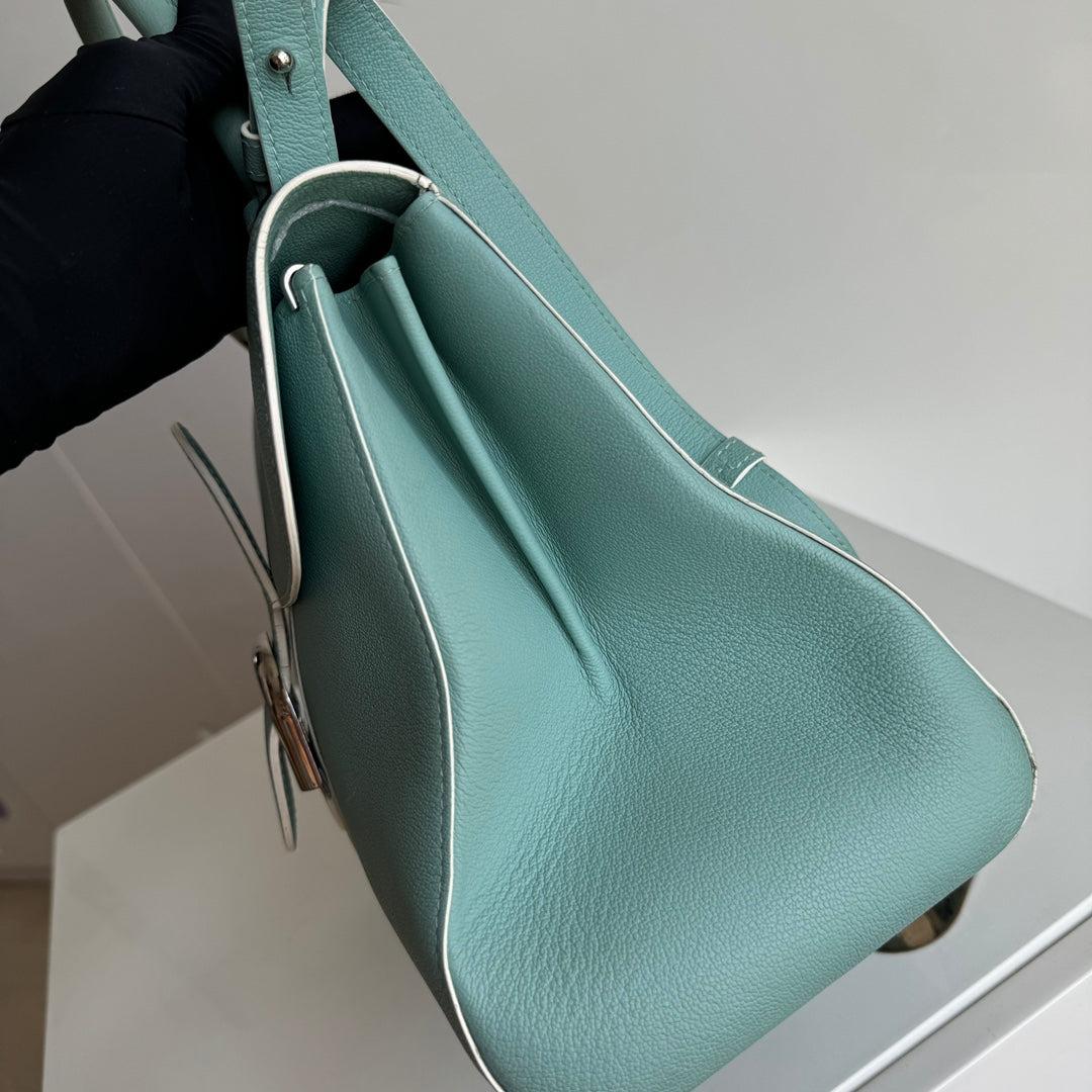 Delvaux Brilliant MM Medium Bright Tiffany Blue Calfskin Leather Crossbody Bag 11