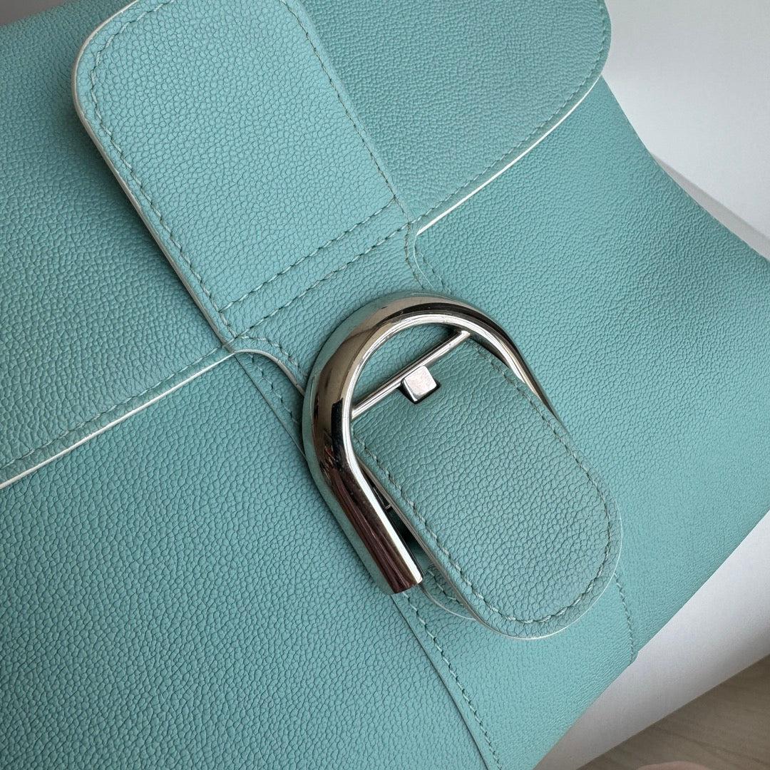 Delvaux Brilliant MM Medium Bright Tiffany Blue Calfskin Leather Crossbody Bag 5