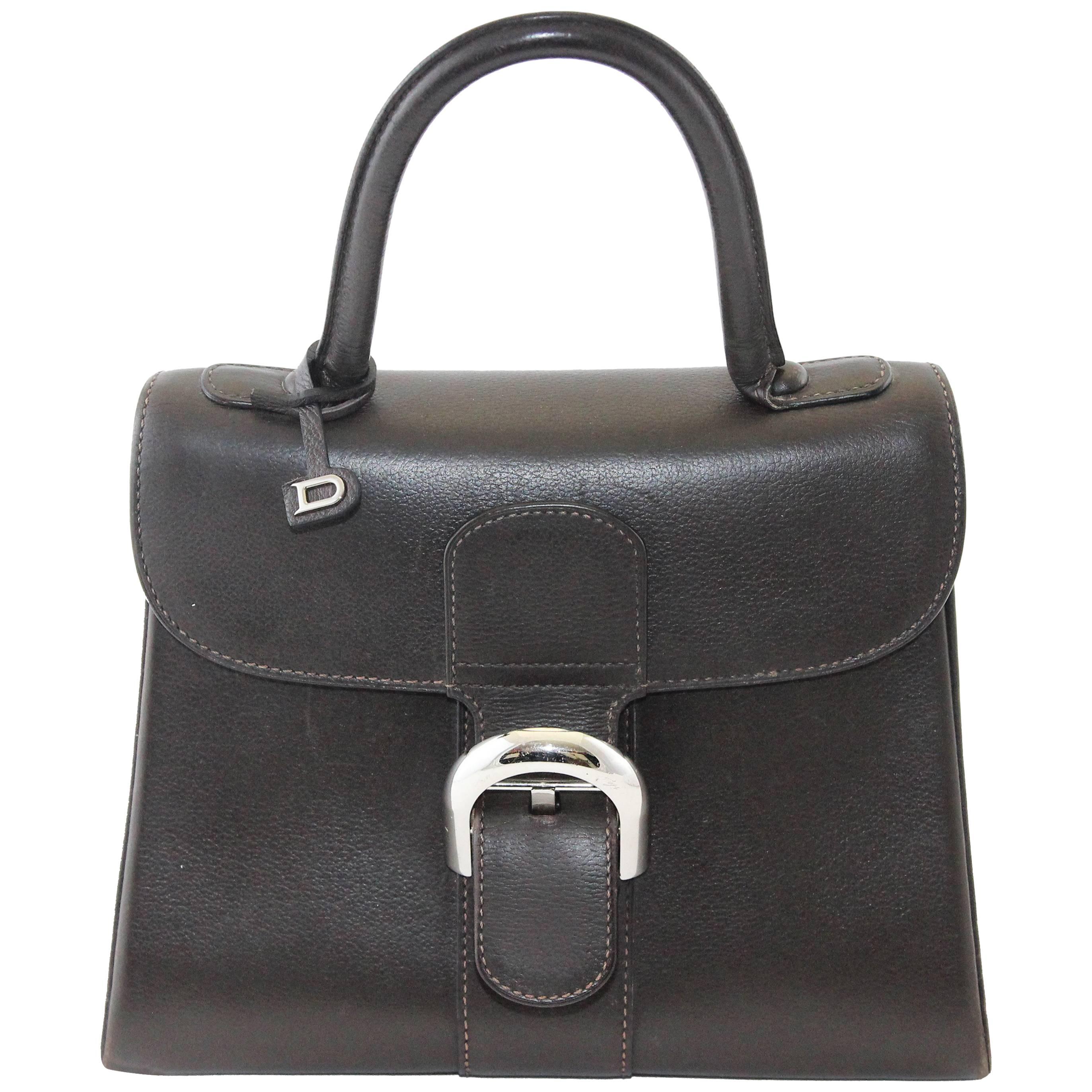 Delvaux Brilliant small brown Chocolate bag with silver hardware, circa 2008