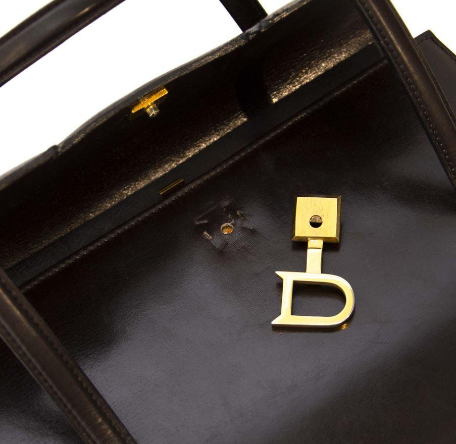 Black Delvaux Brown Box Calf Leather Shoulder Bag