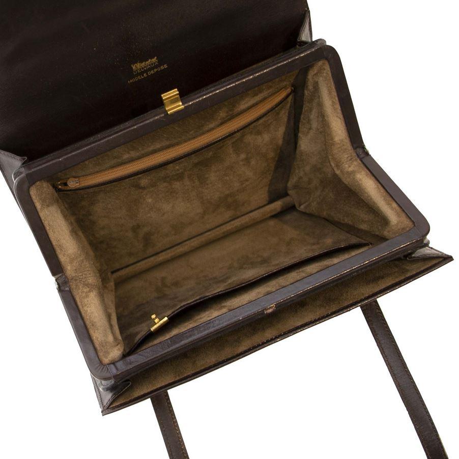 Women's or Men's Delvaux Brown Box Calf Leather Shoulder Bag