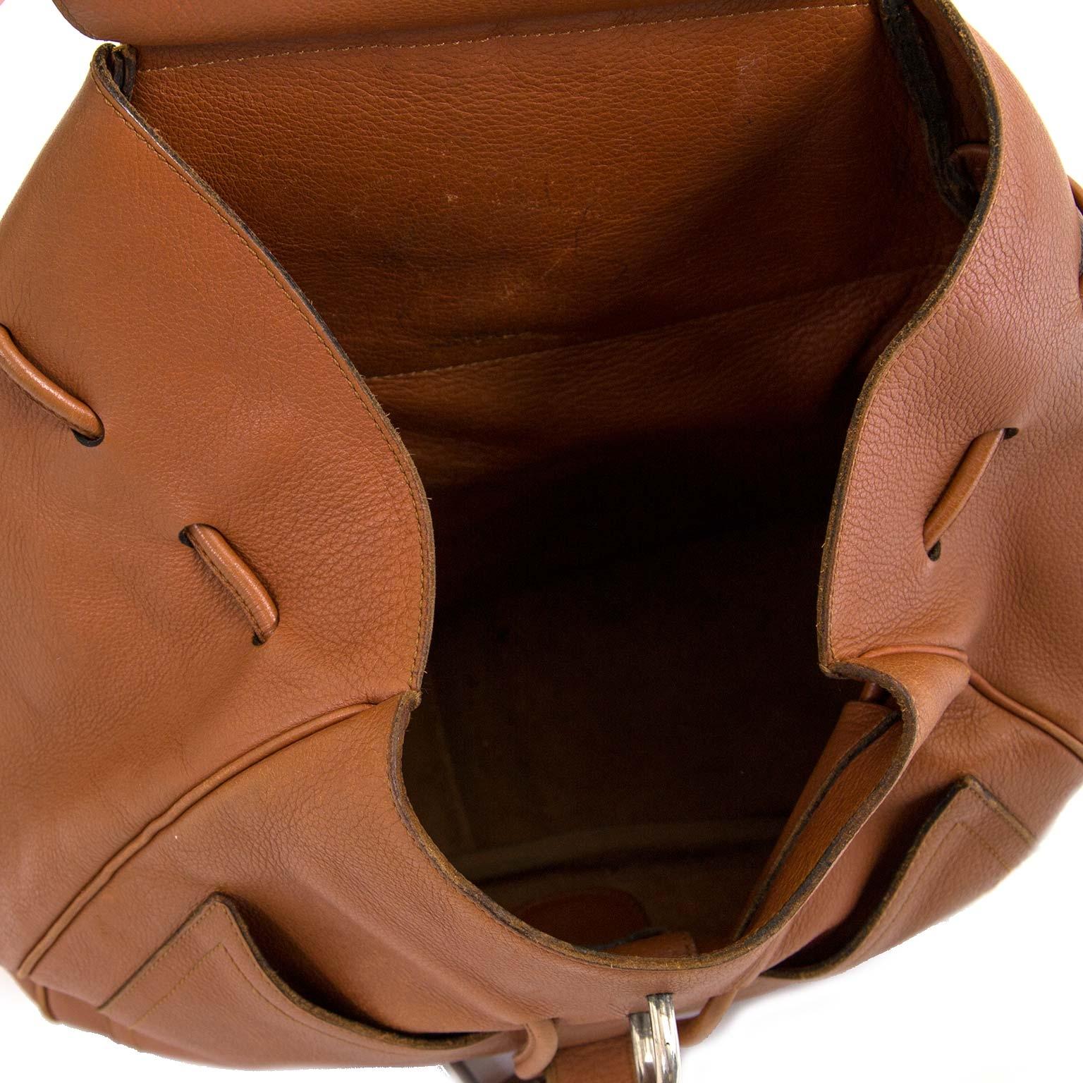 Delvaux Brown Cerceau Backpack In Good Condition In Antwerp, BE