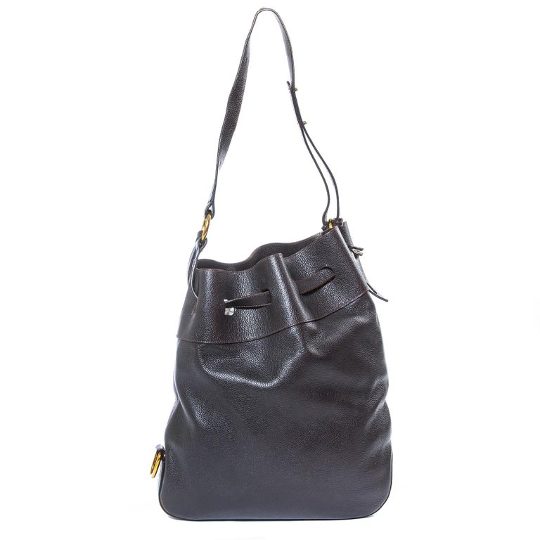 Delvaux Brown Drawstring Leather Bag at 1stDibs