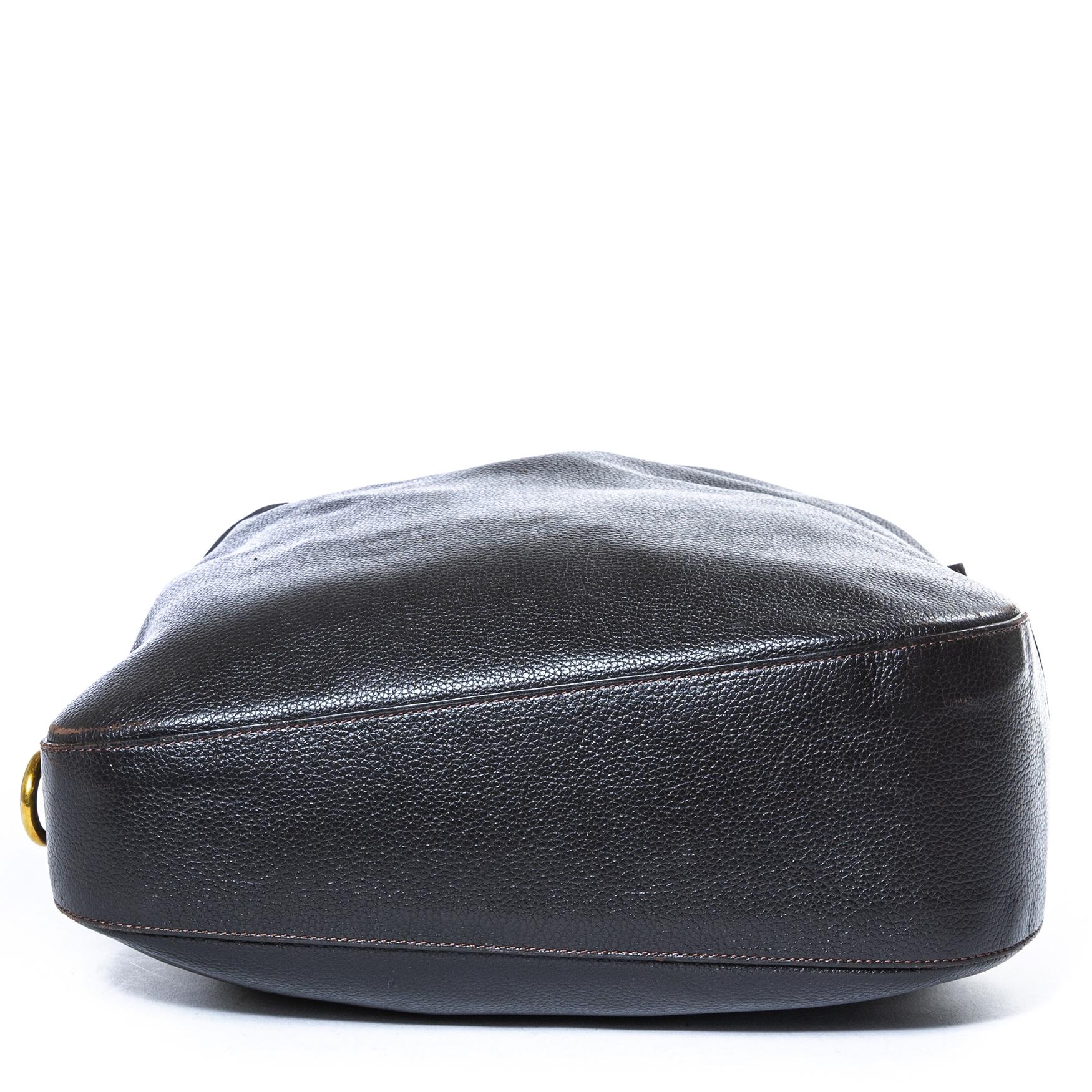 Black Delvaux Brown Drawstring Leather Bag