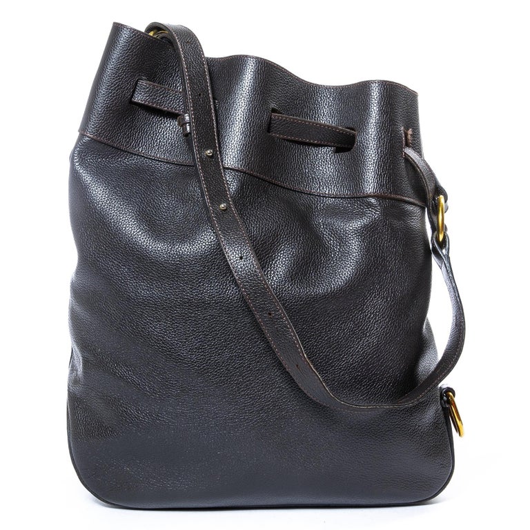 Delvaux Brown Drawstring Leather Bag at 1stDibs