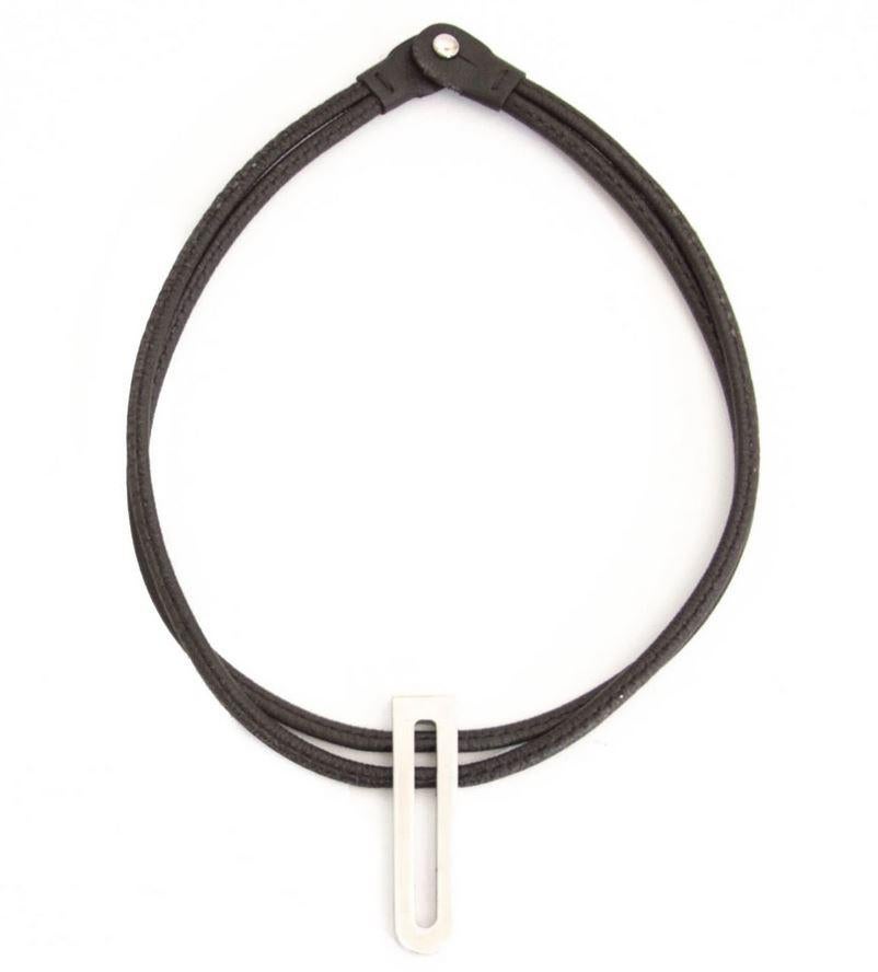 Contemporary Delvaux Brown Leather Silver D Necklace