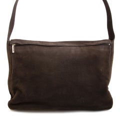 Delvaux Brown Nubuck Trotteur Messenger Bag