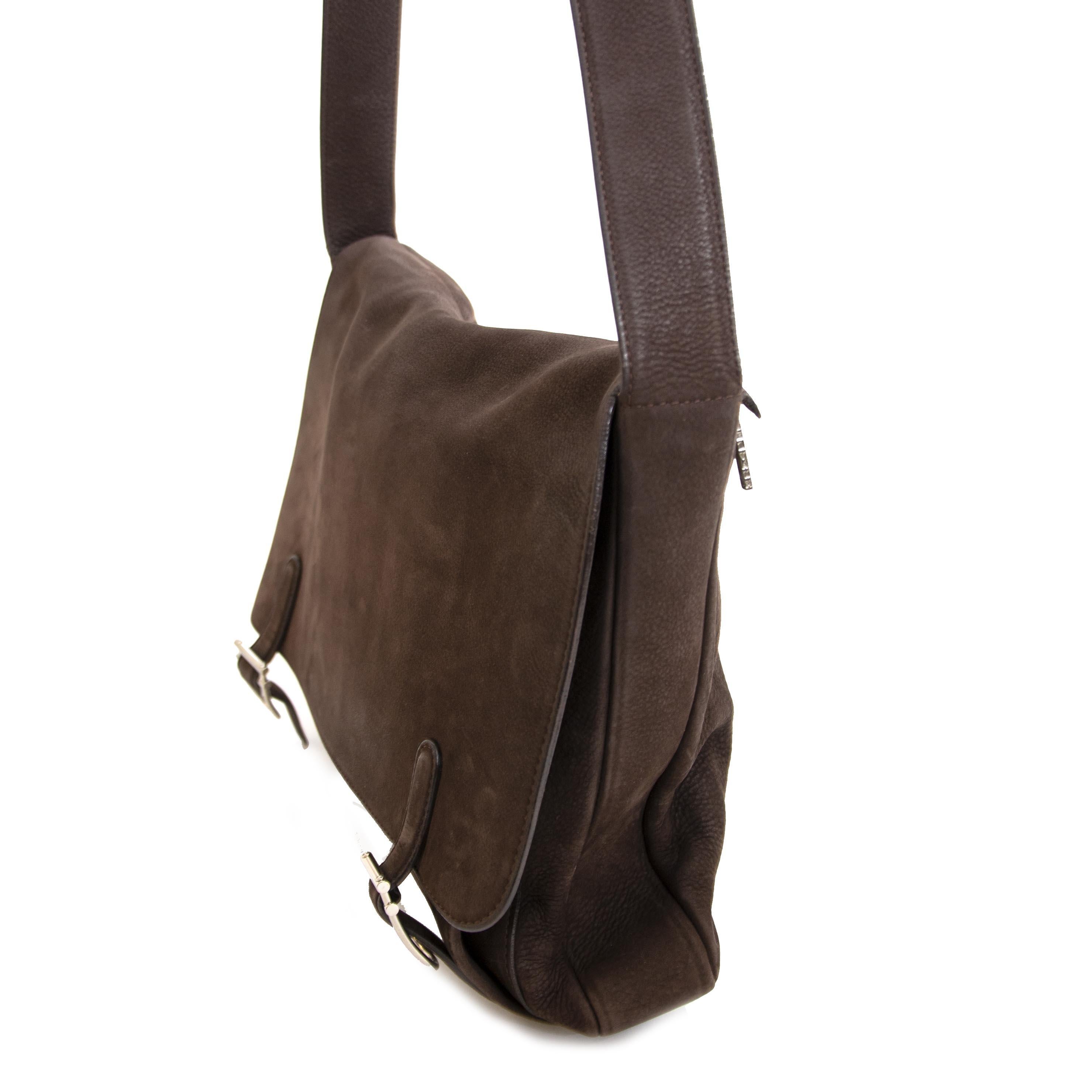 Women's or Men's Delvaux Brown Nubuck Trotteur Messenger Bag