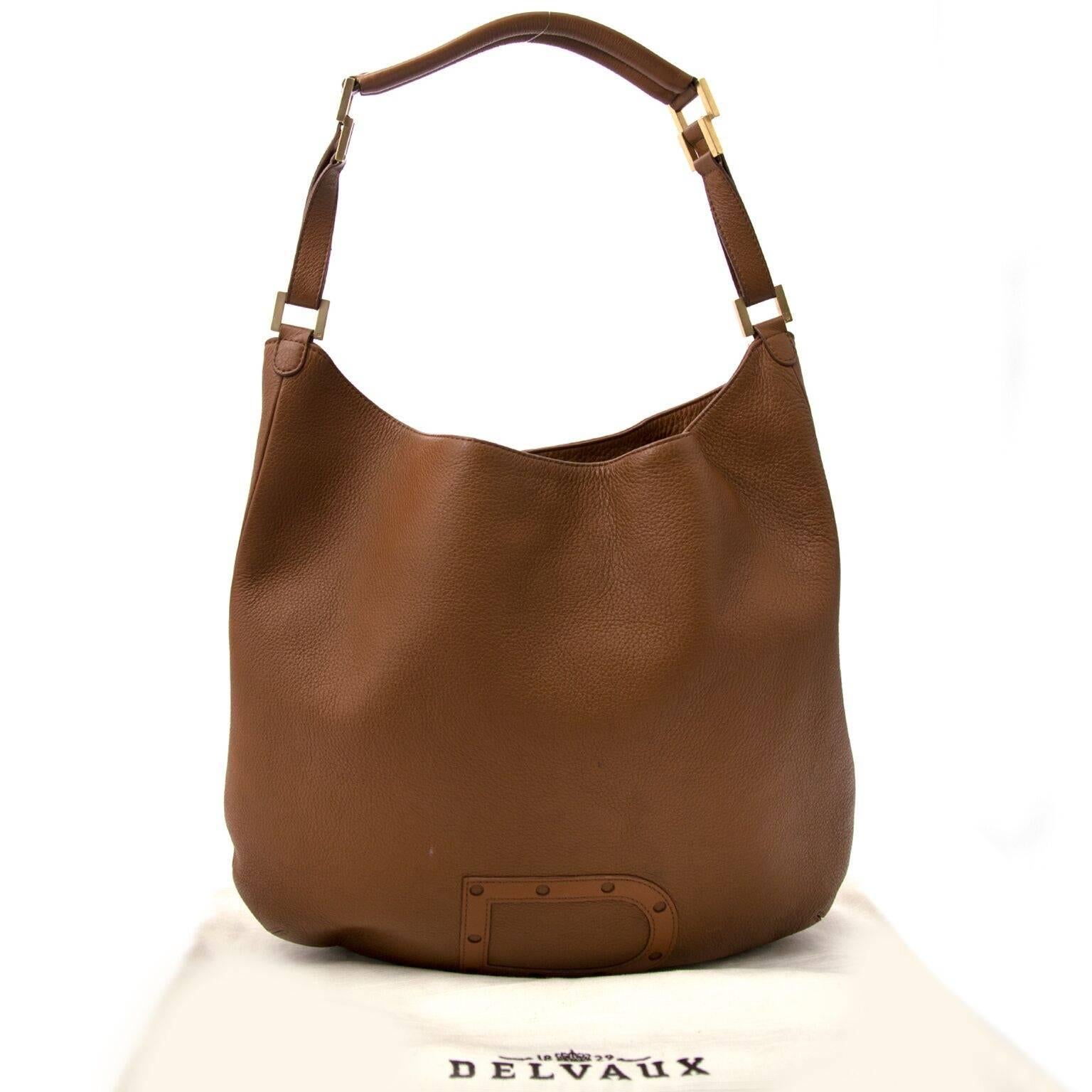 Brown Delvaux Cognac Louise GM Shoulder Bag