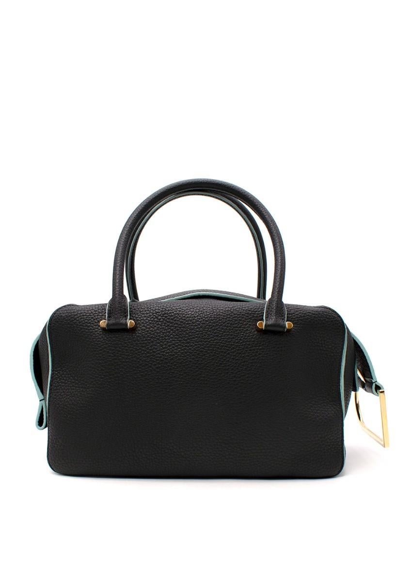 Delvaux CoolBox MM Marineblaue & türkisfarbene Leder Umhängetasche (Schwarz)