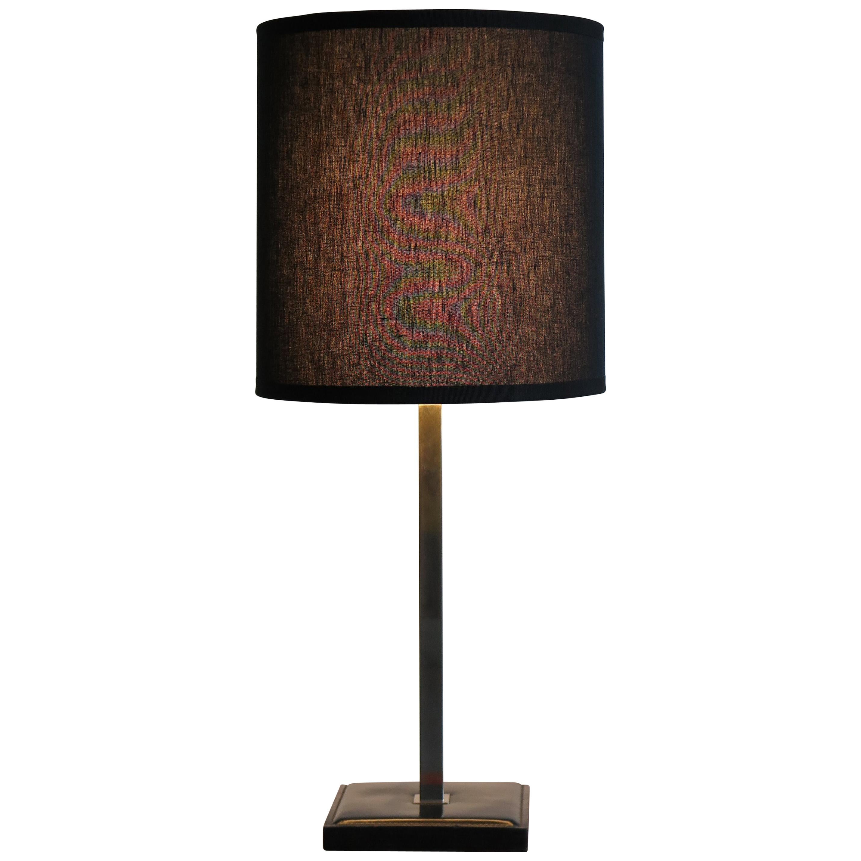 Delvaux Créateur Midcentury Leather Belgium Orientable Table Lamp, 1960s For Sale