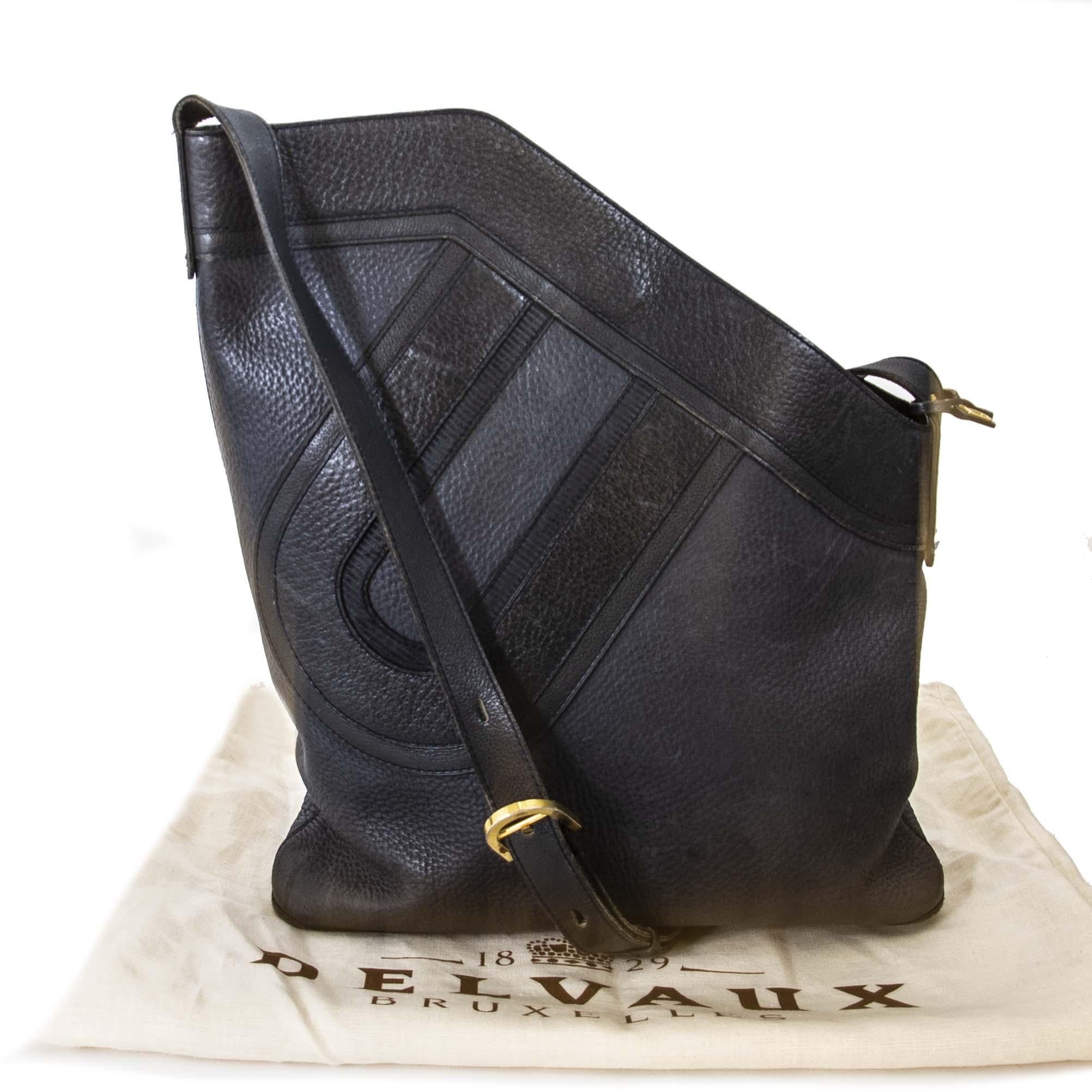 Noir Delvaux Dark Blue 'D' Shoulder Bag