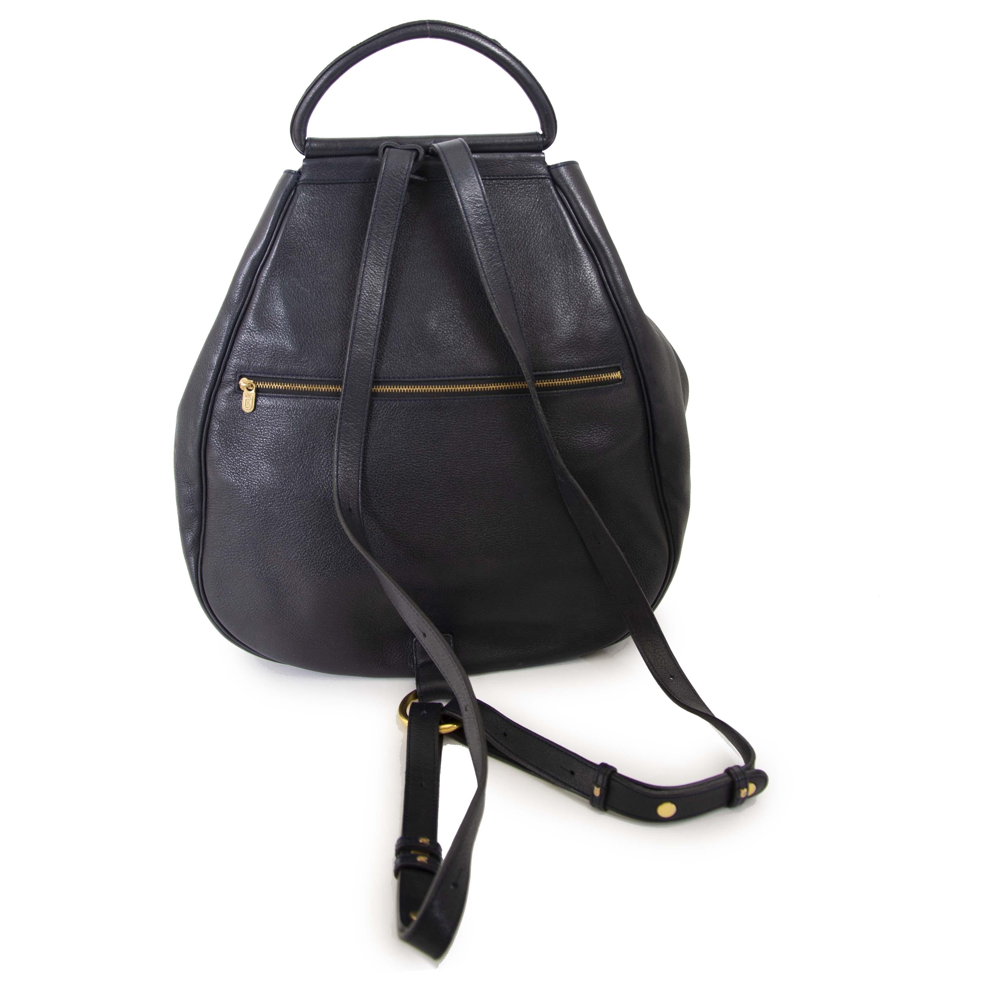 Delvaux grand sac à dos Lucifer bleu foncé Bon état à Antwerp, BE