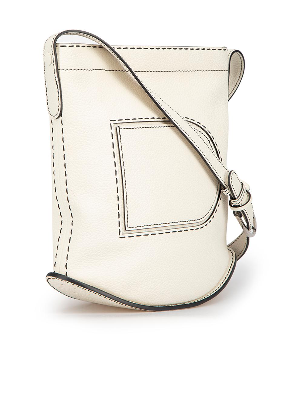 CONDITION is Very good. Minimal wear to bag is evident. Minimal wear to the internal pocket lining and the rear right-side with discoloured marks on this used Delvaux designer resale item.

Details
Pin model
Ecru
Leather
Medium bucket bag
Adjustable