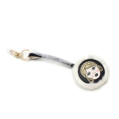 Delvaux Face Keychain/Bag charm with Mink Fur