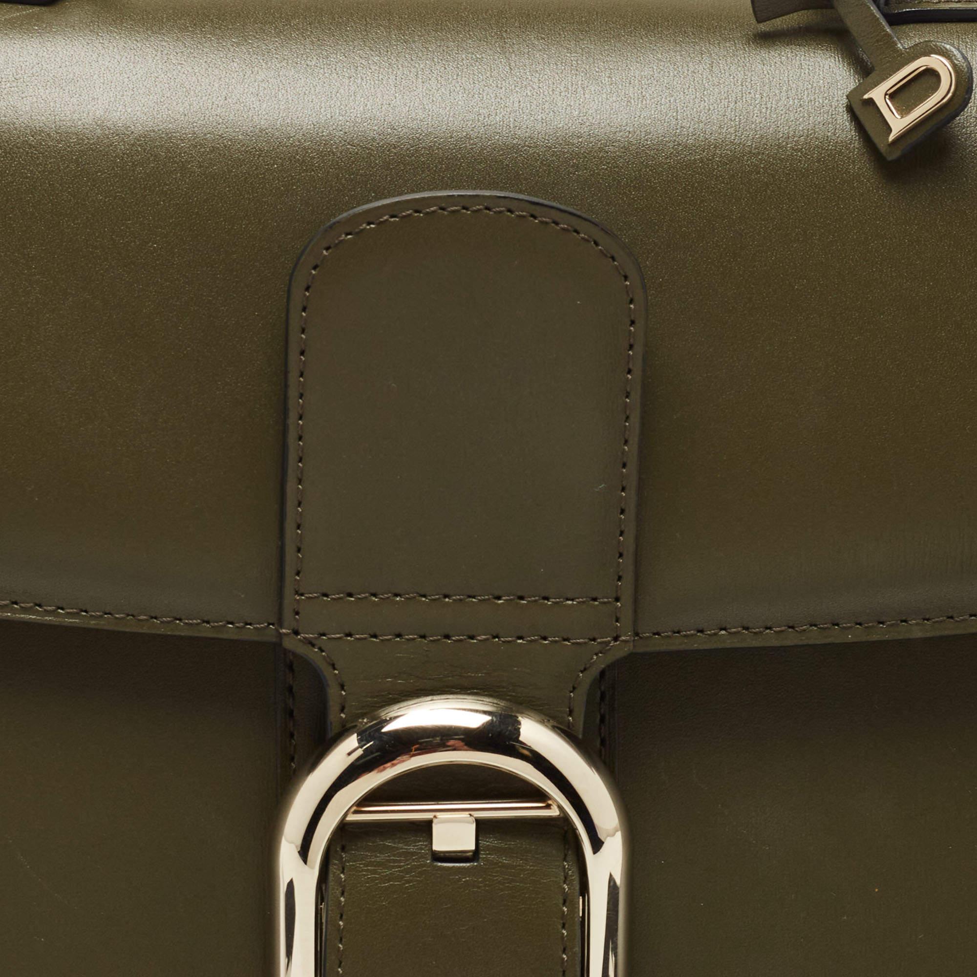 Delvaux Fatigue Green Leather Brillant MM Top Handle Bag 7