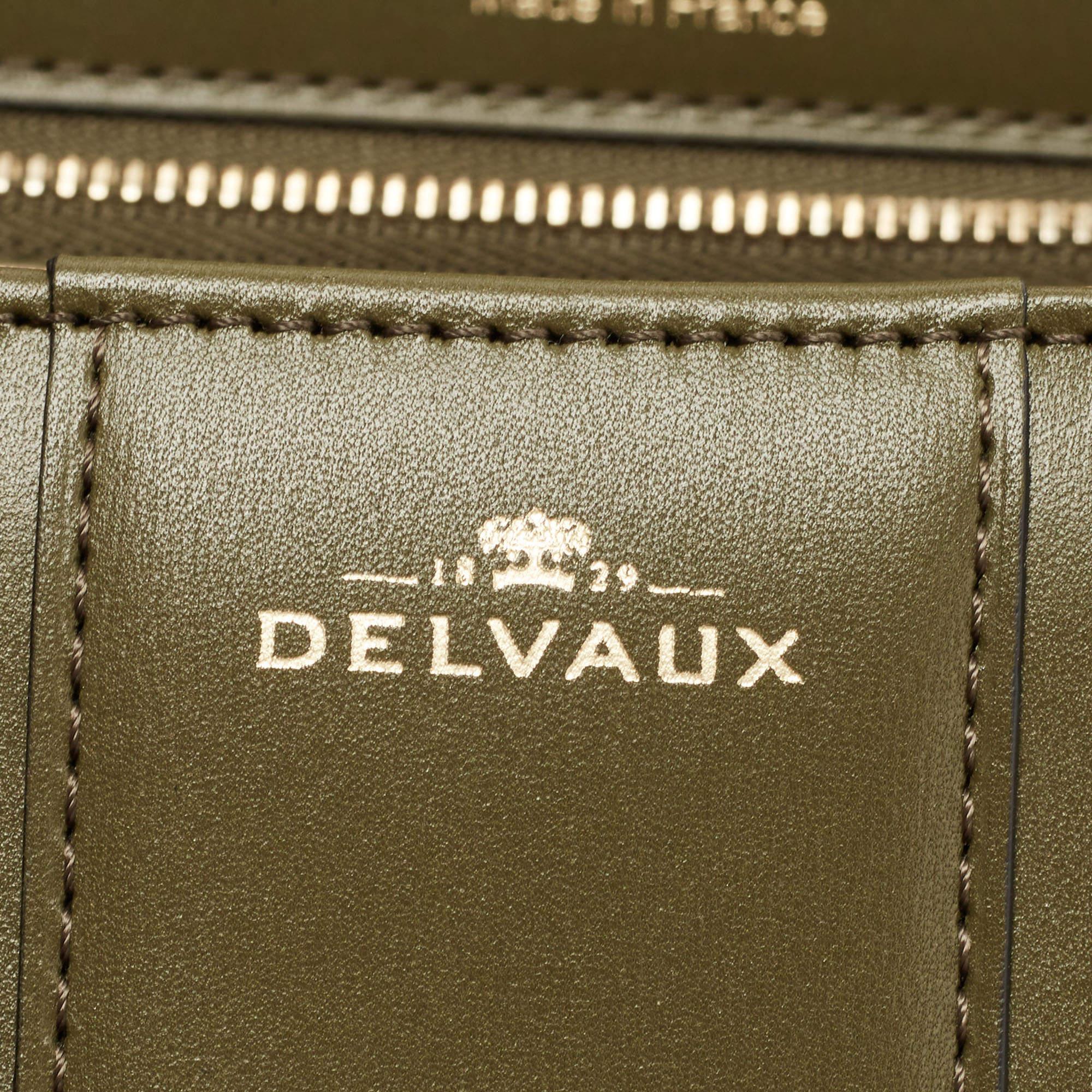 Delvaux Fatigue Green Leather Brillant MM Top Handle Bag 10