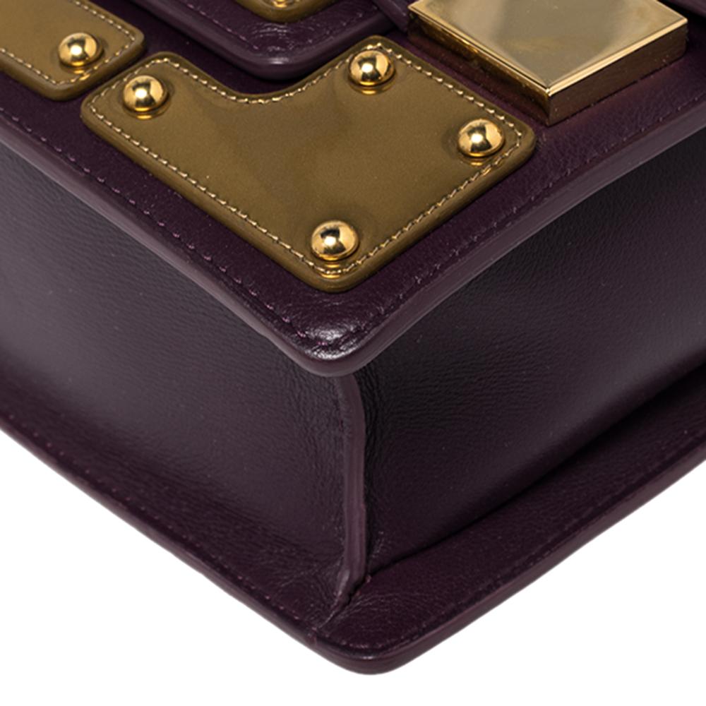 Delvaux Gold/Purple Leather Iron Shield Mini Madame Crossbody Bag 5