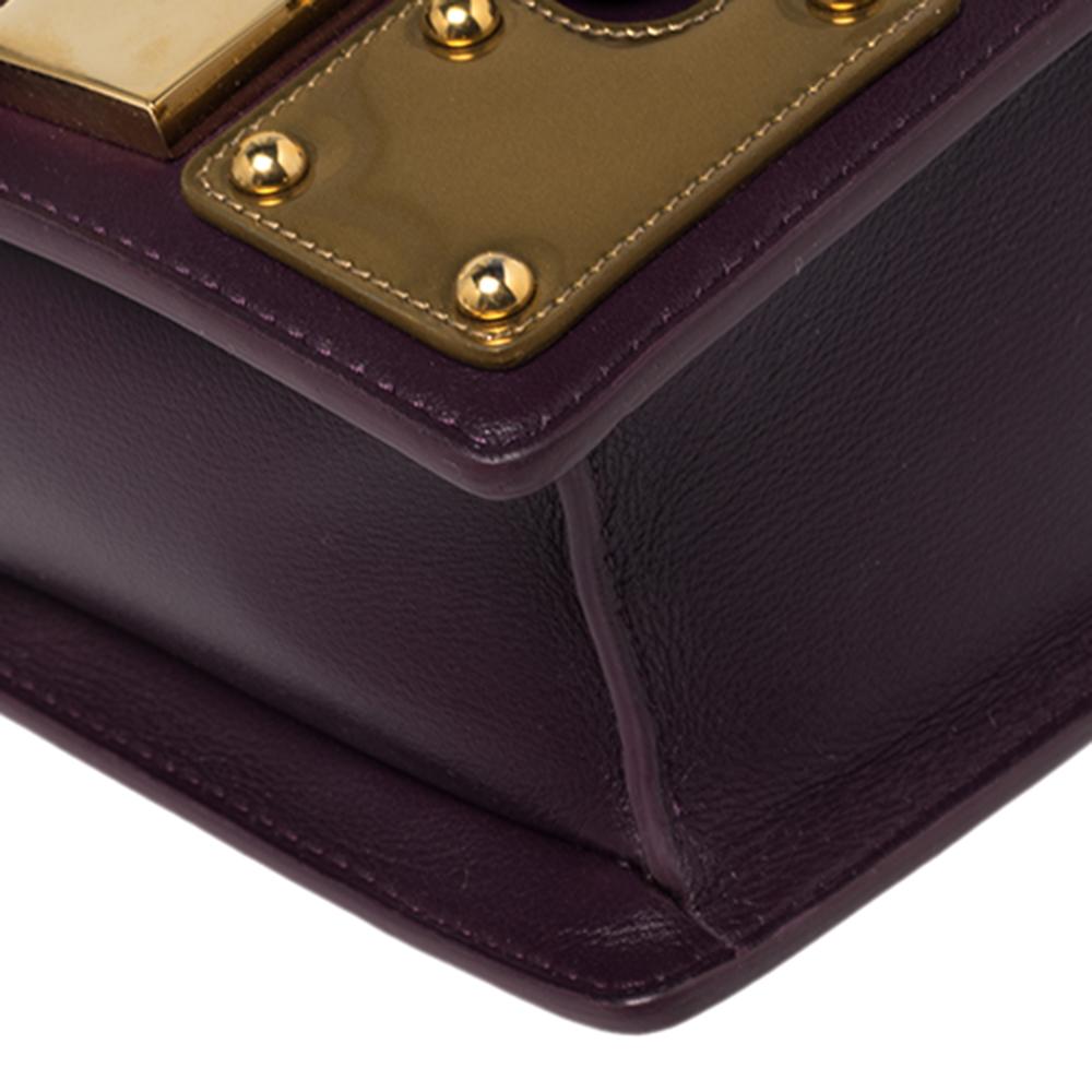 Delvaux Gold/Purple Leather Iron Shield Mini Madame Crossbody Bag 6