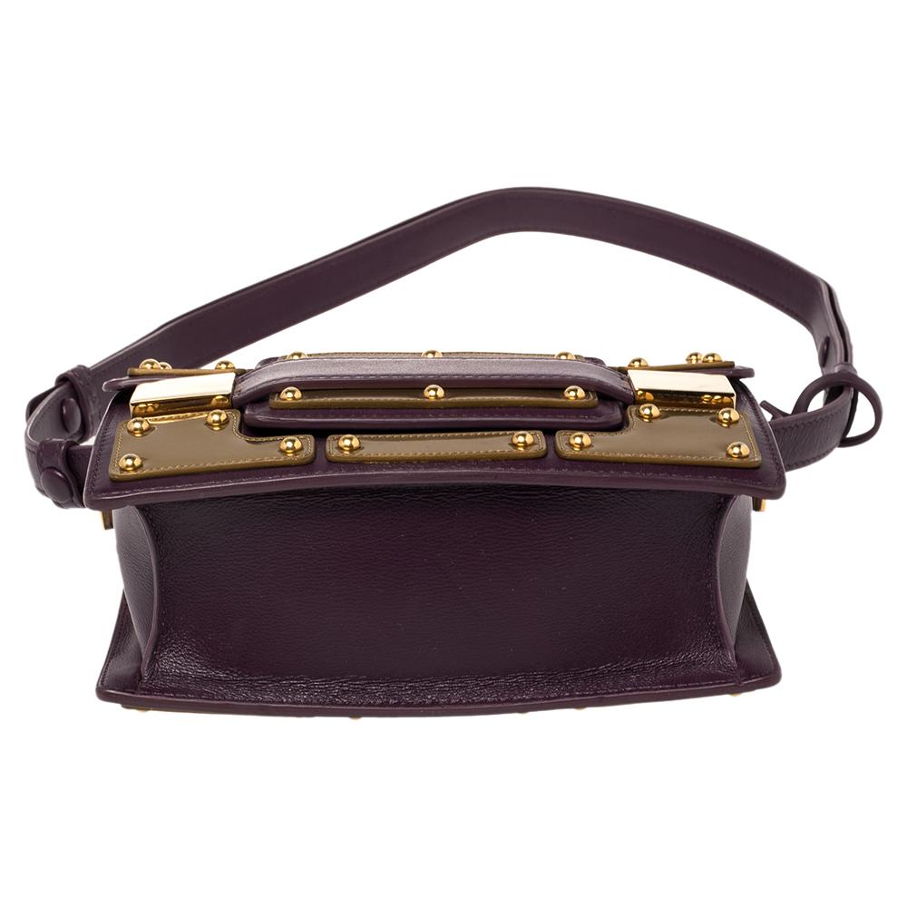 Women's Delvaux Gold/Purple Leather Iron Shield Mini Madame Crossbody Bag