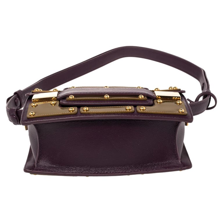 Delvaux Gold/Purple Leather Iron Shield Mini Madame Crossbody Bag Delvaux