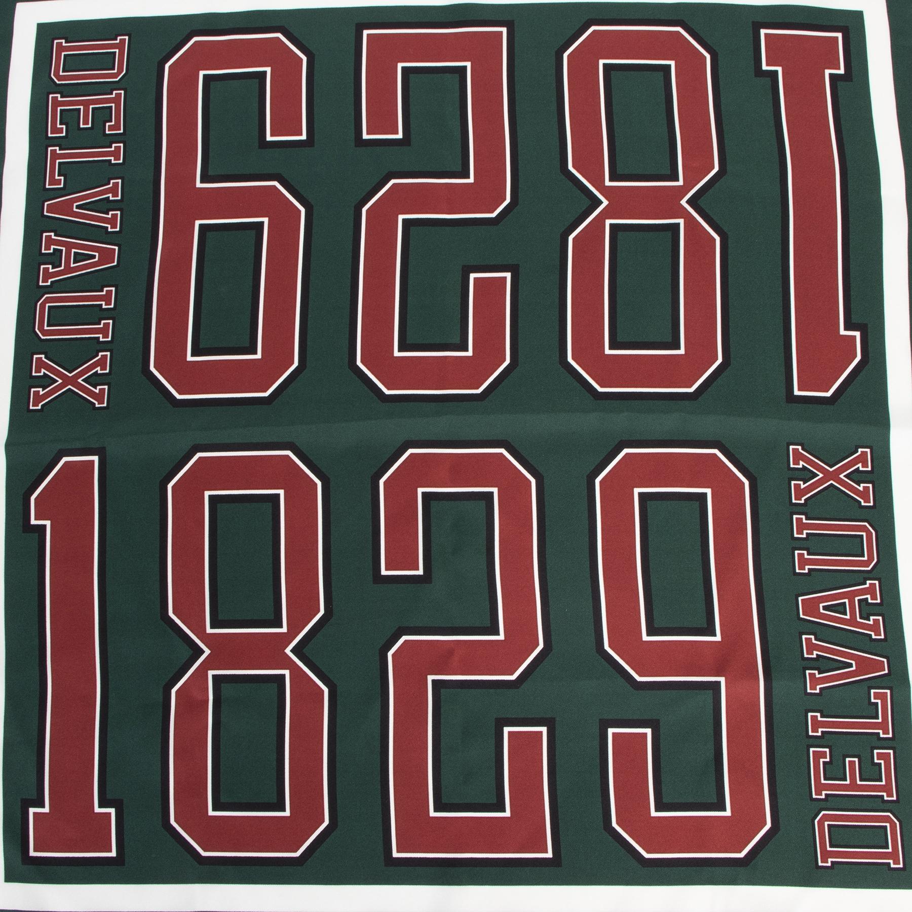 Very good preloved condition

Delvaux Green 1829 Silk Scarf

This gorgeous scarf by Delvaux features the famous 1829 numbers in green, bordeaux and white tones. Wear this beautiful accessory for a touch of sophistication. The scarf is crafted out of