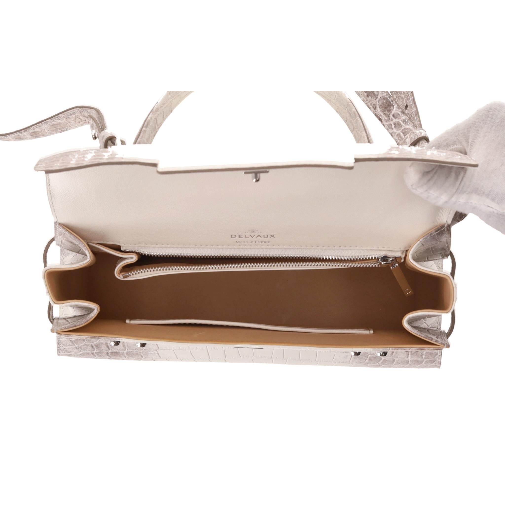 Delvaux Himalayan Crocodile Skin MM Tempete Bag For Sale 3