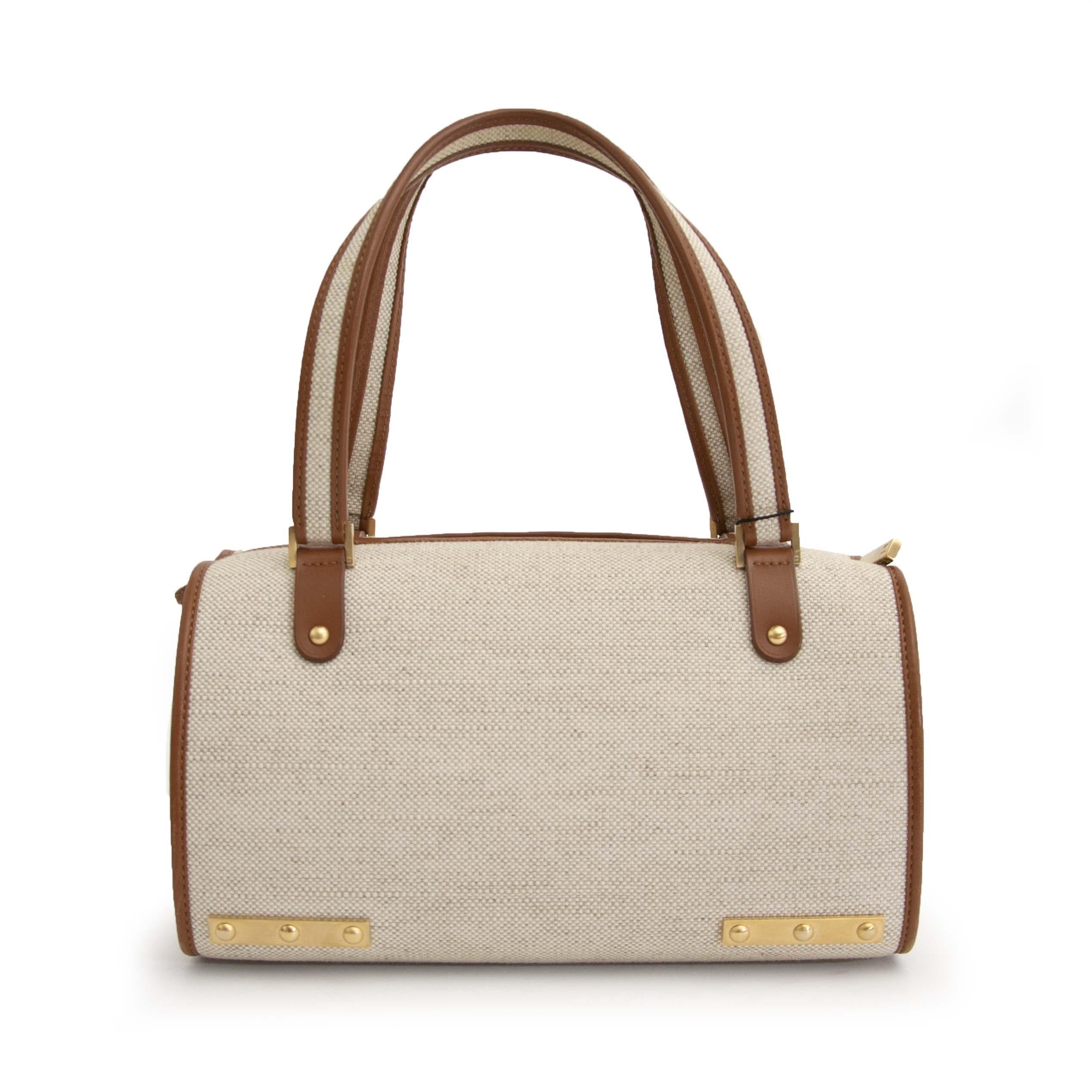 Beige Delvaux Le Astrid MM Toile Charleston Fauve