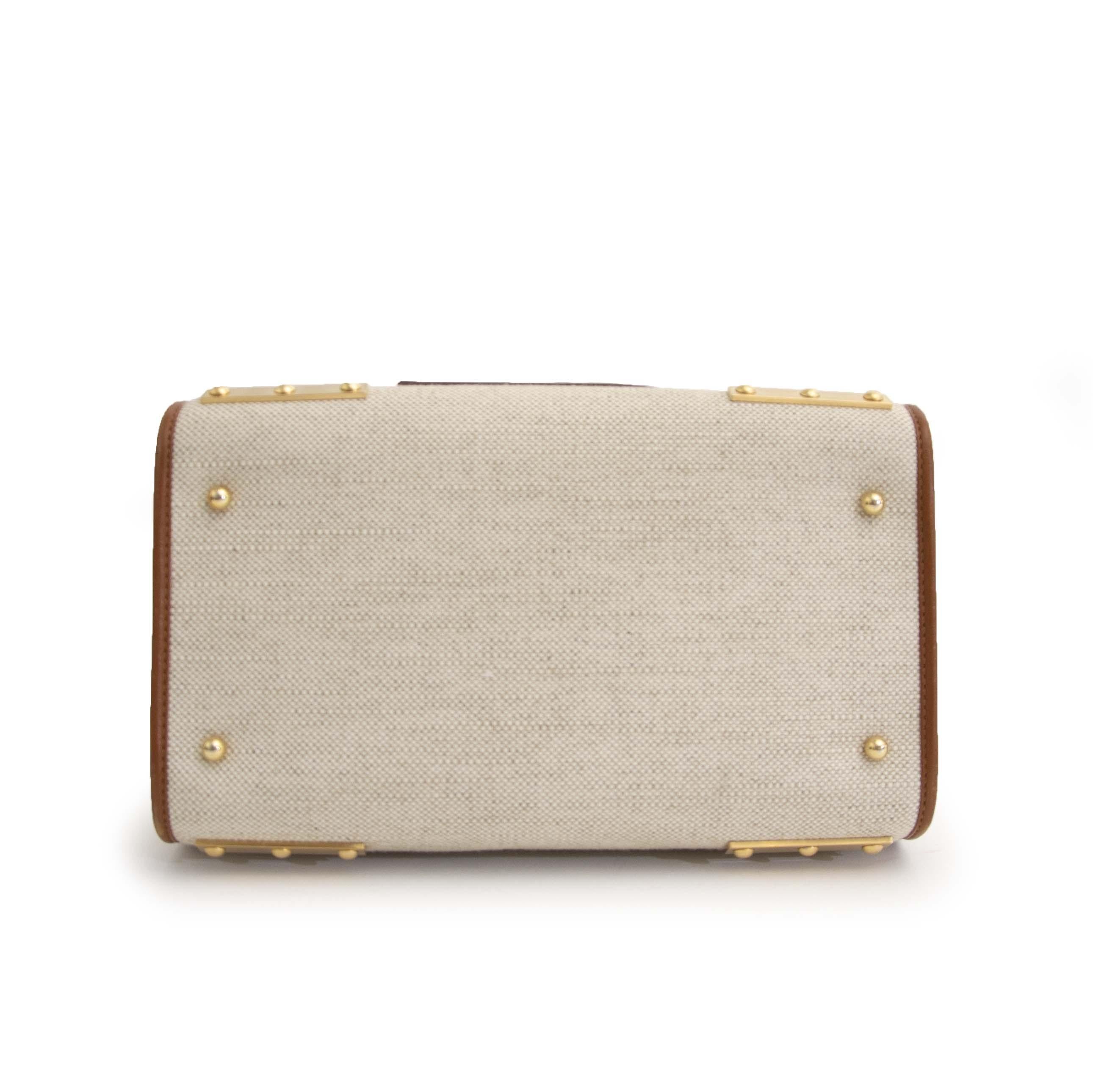 Delvaux Le Astrid MM Toile Charleston Fauve In Excellent Condition In Antwerp, BE